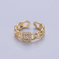 Tiny Baguette Square Ring with Curb Chain Link Band O2283