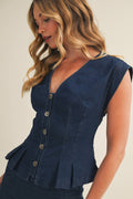 Sculpted Corset-Seam Peplum Top