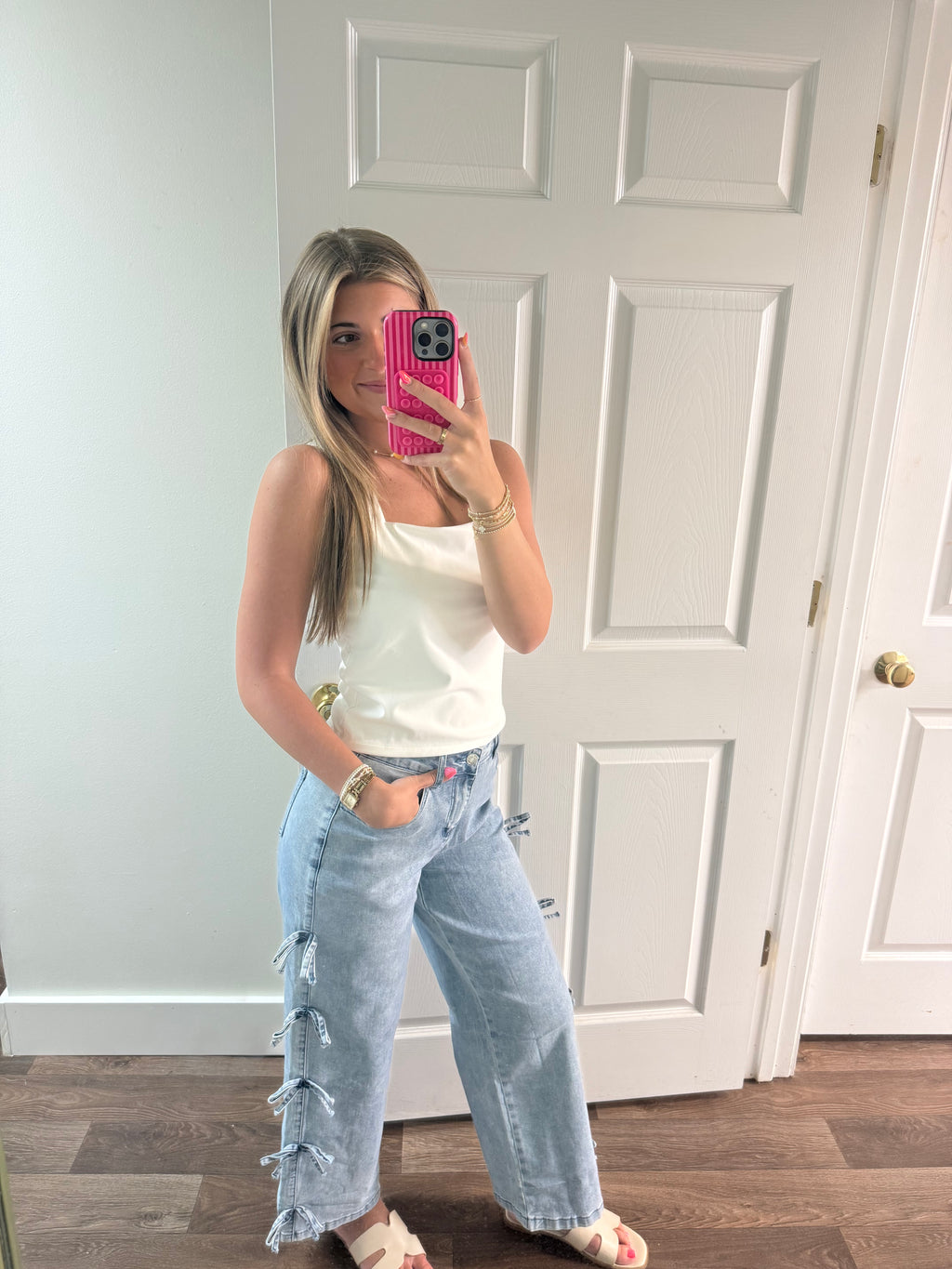 White Square Neck Tank