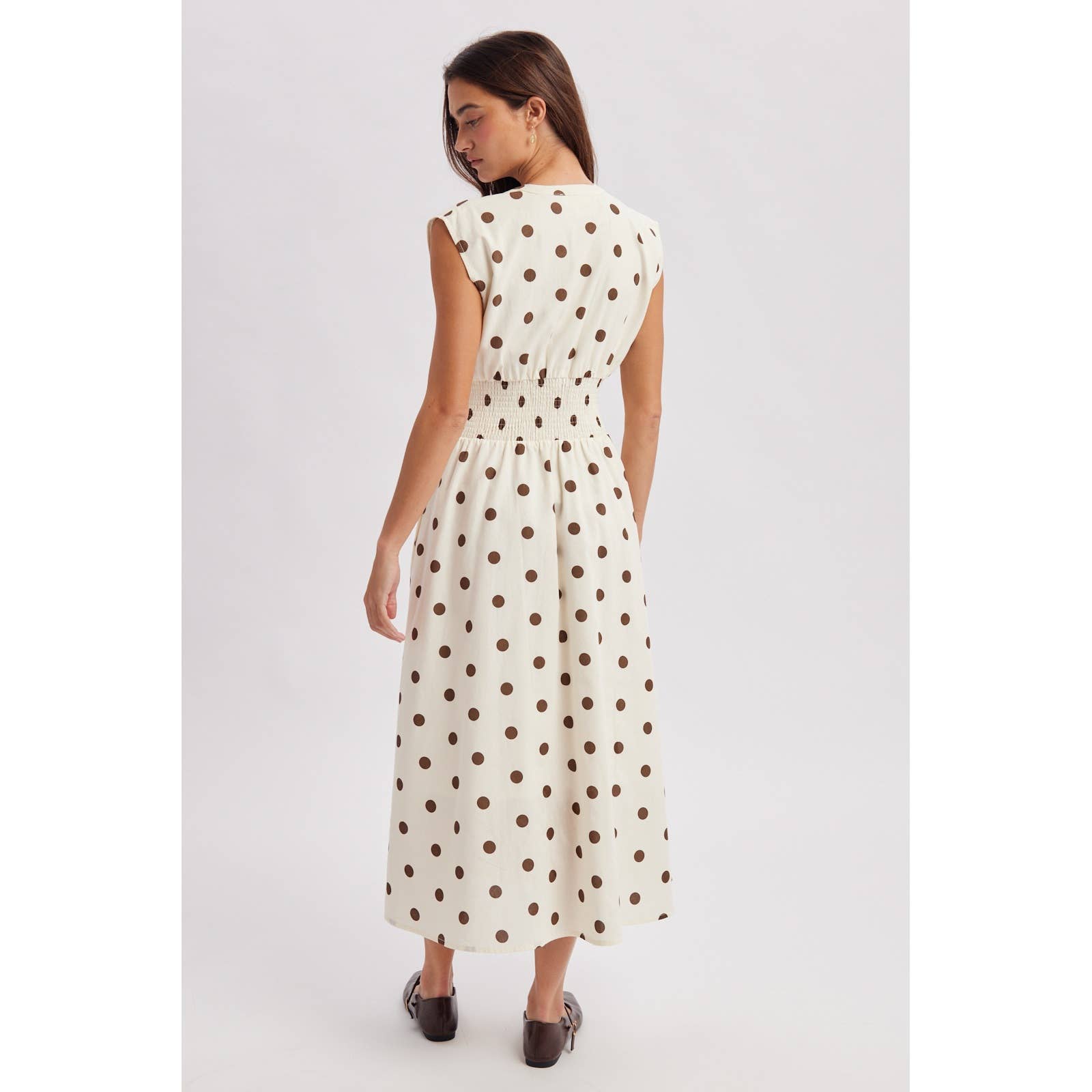 POLKA DOT ZIP MIDI DRESS