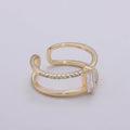 Gold Filled Minimalist Double Band Baguette Micro Paved Cubic Zirconia Dainty Gold Stacking Ring | O-015 O-016