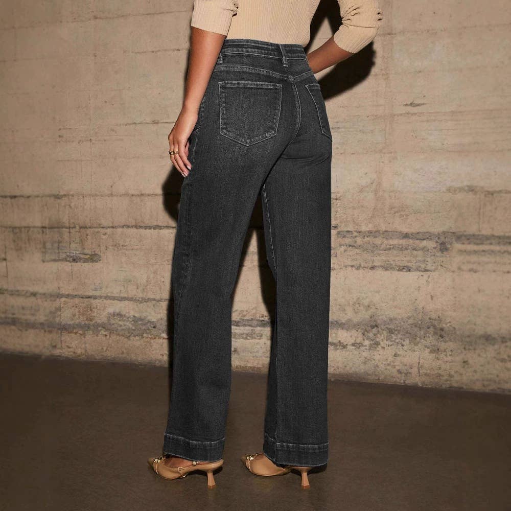 wide-leg retro straight jean-BLACK