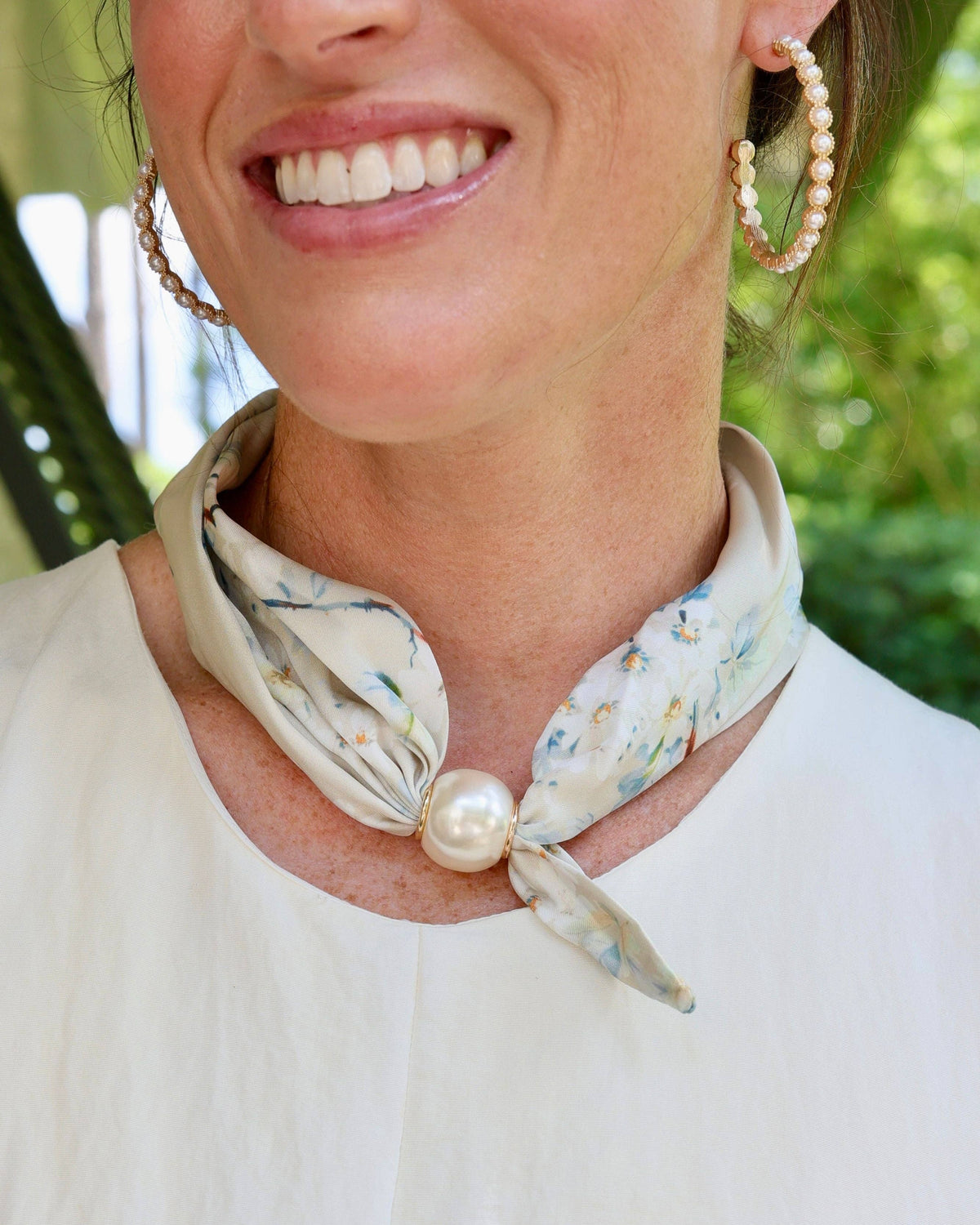 Robyn Magnetic Pearl Scarf Necklace Light Multi: Default
