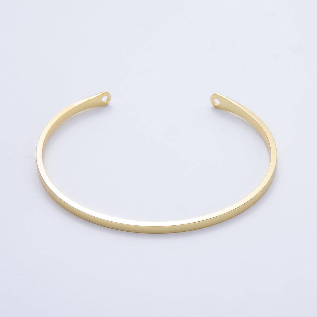 16K Gold Filled Minimalist Thin Half Cuff Bracelet Finding for Bangle Supply| WA-04451