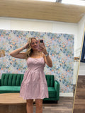 Pink and green multi striped dress