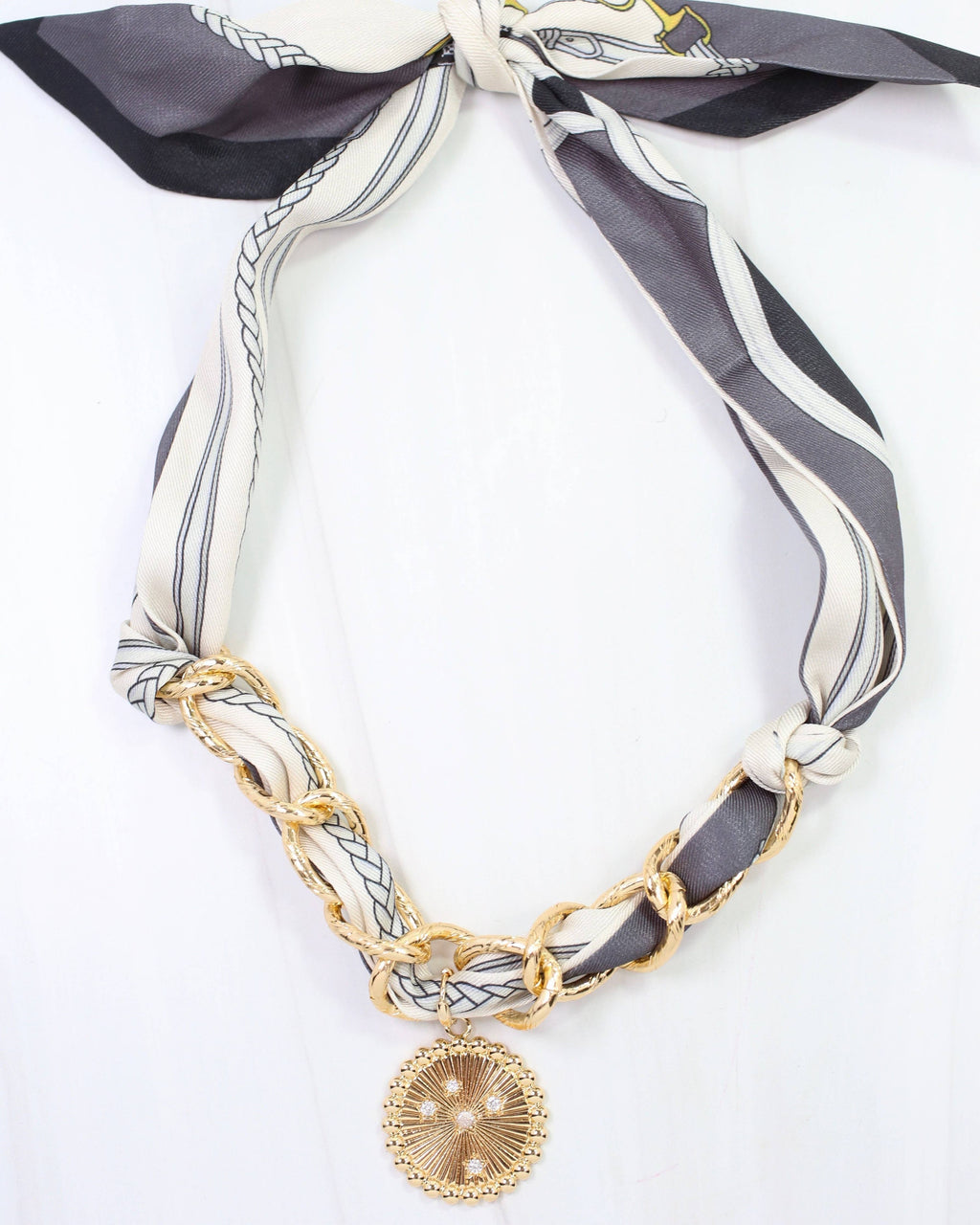 Sarah Scarf Charm Necklace Steel Gray: Default