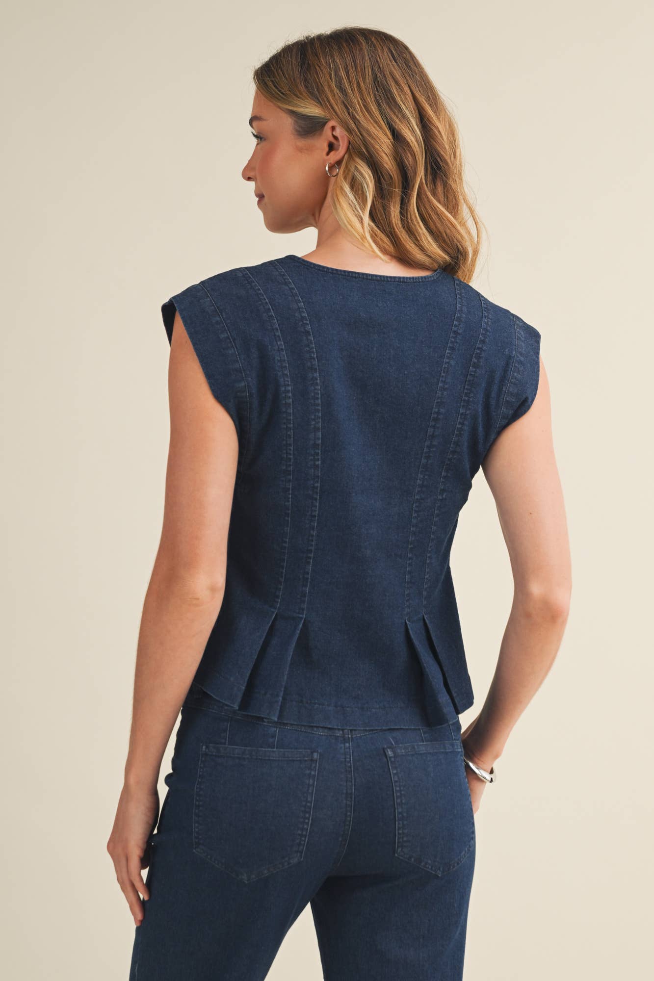 Sculpted Corset-Seam Peplum Top