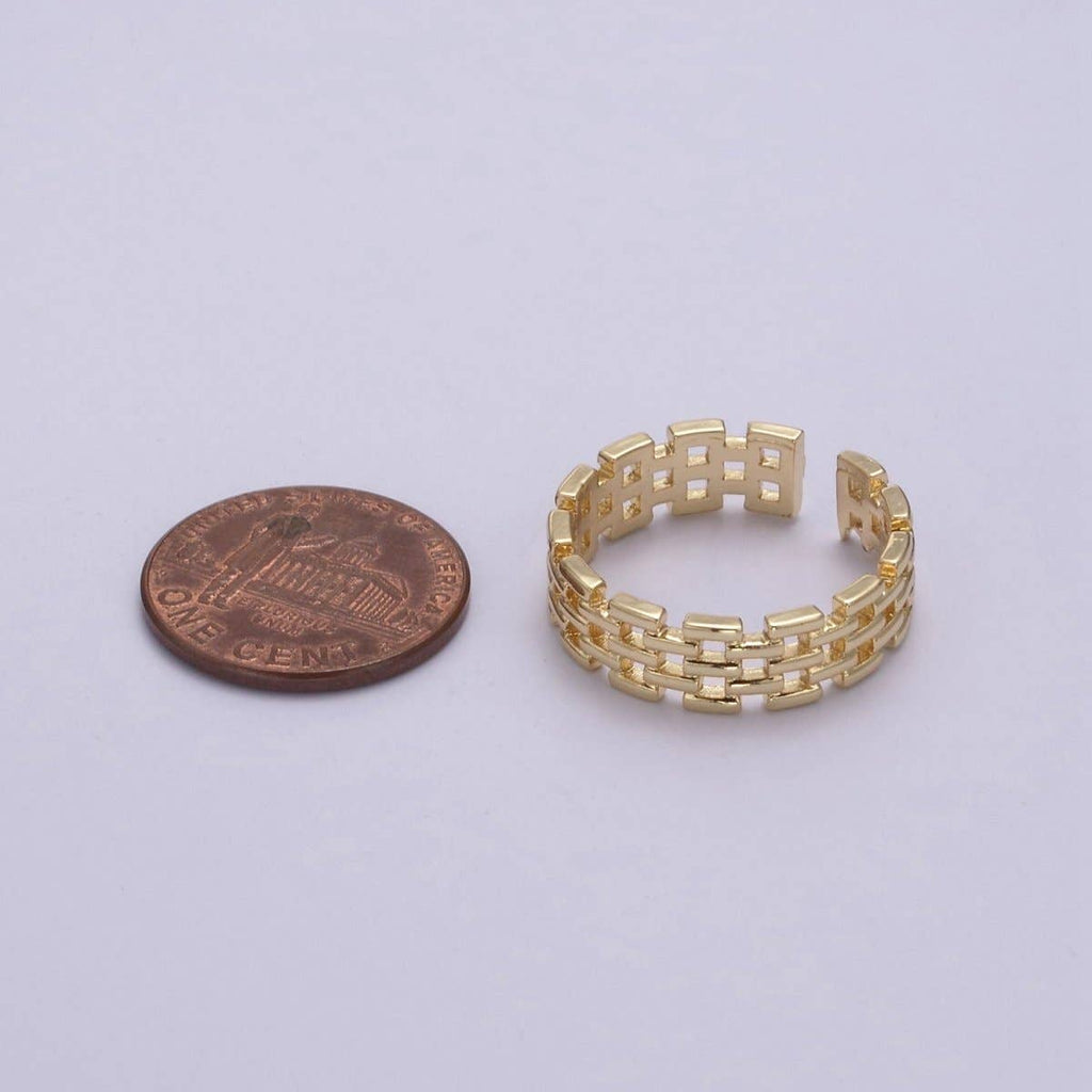 Gold Filled Panther Link Ring Open Adjustable Jewelry for Stackable Minimalist Jewelry U-259