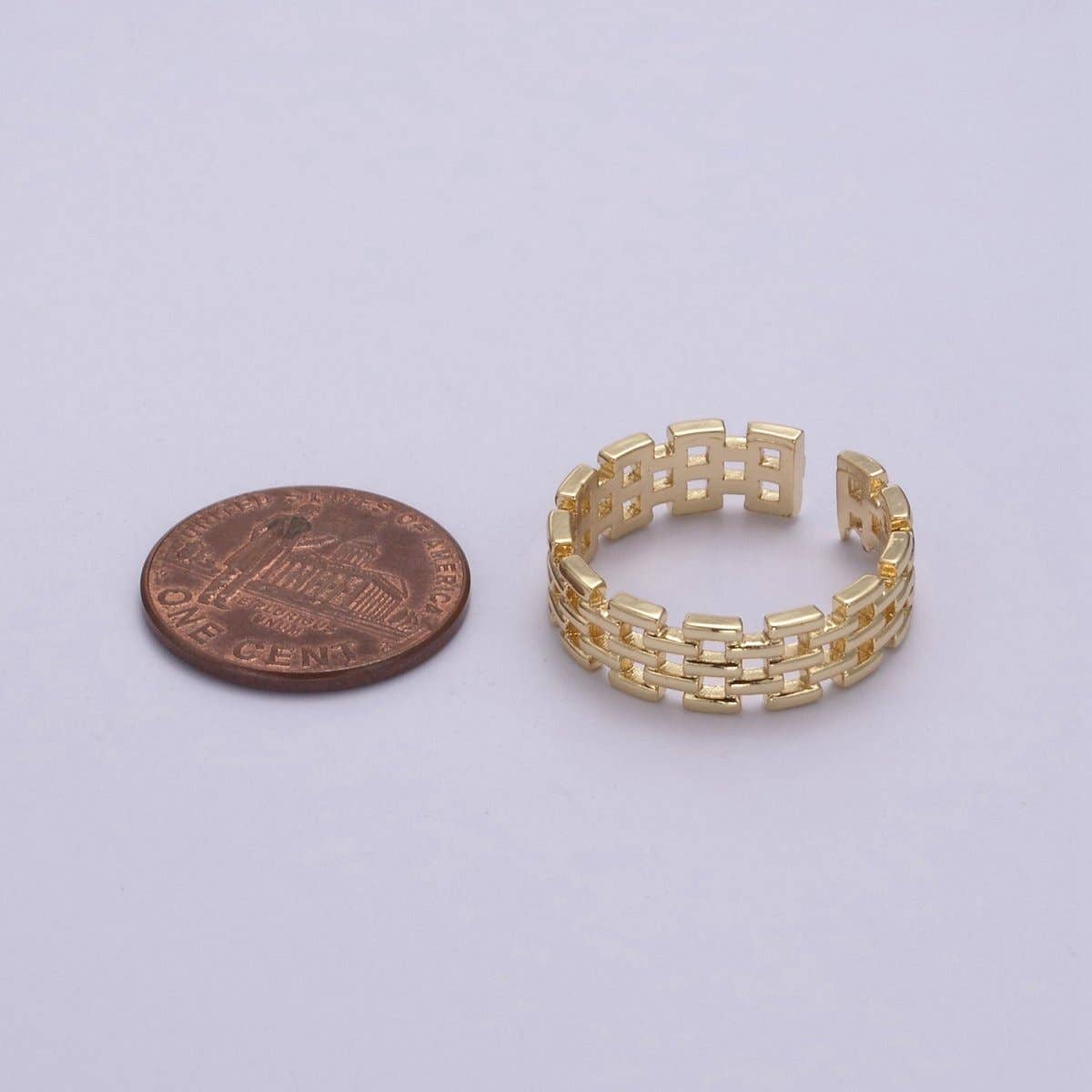 Gold Filled Panther Link Ring Open Adjustable Jewelry for Stackable Minimalist Jewelry U-259