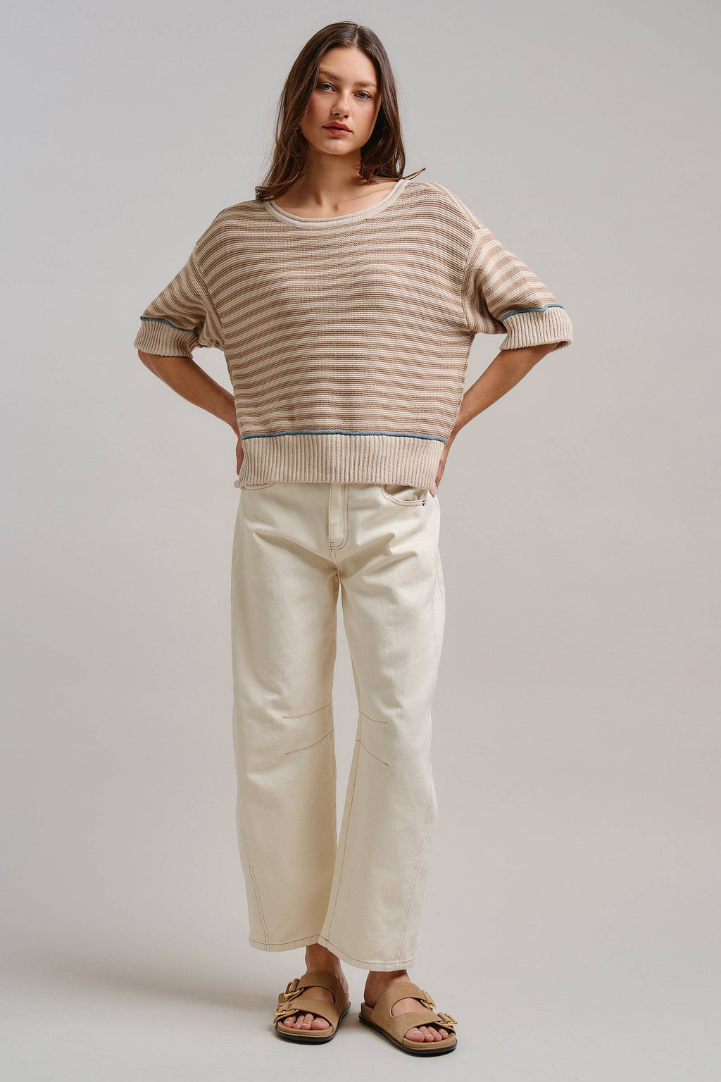 Ecru White Wide Leg Barrel Jeans