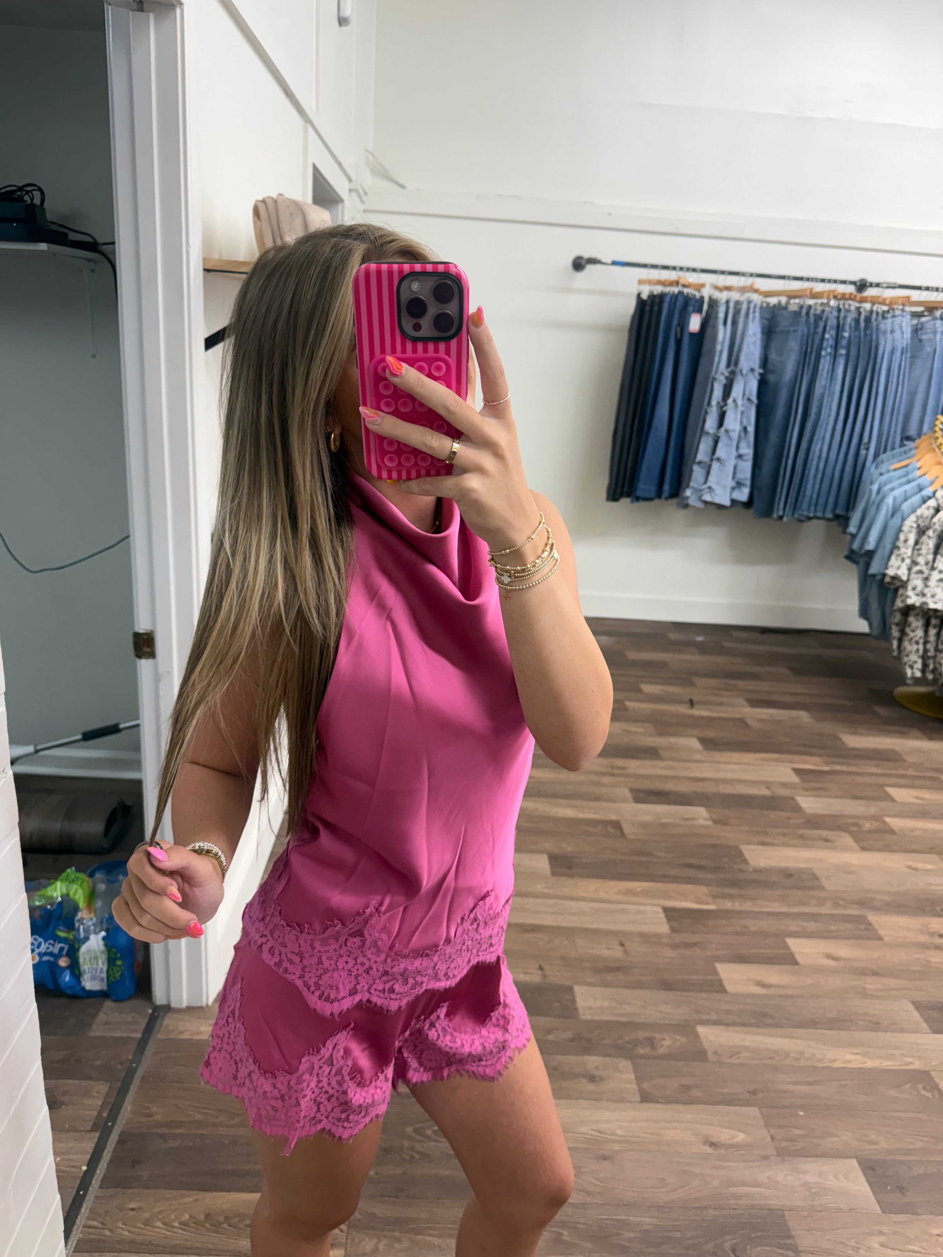 Fuchsia Lace Set