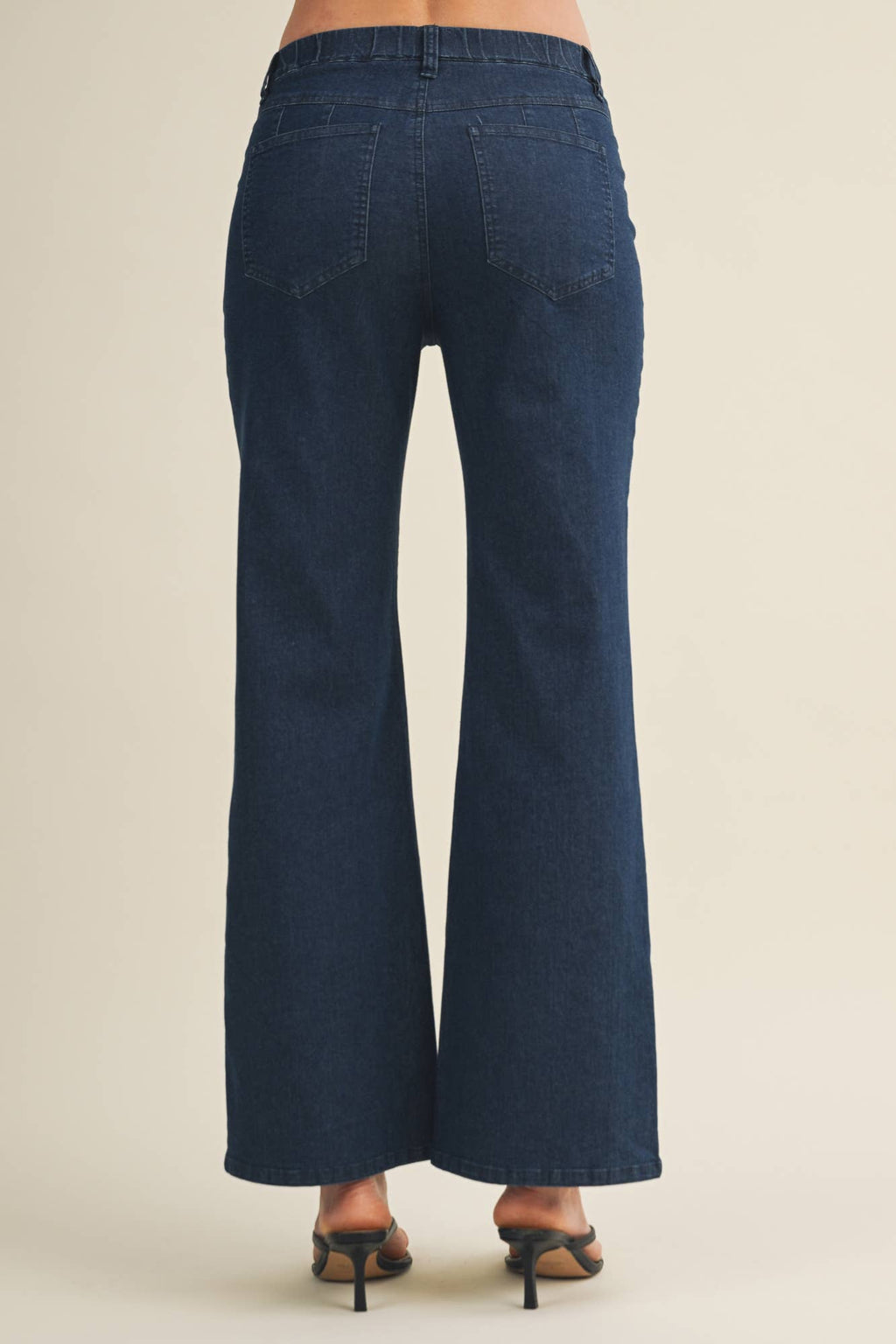 Shirred Contour Flare Leg Pants