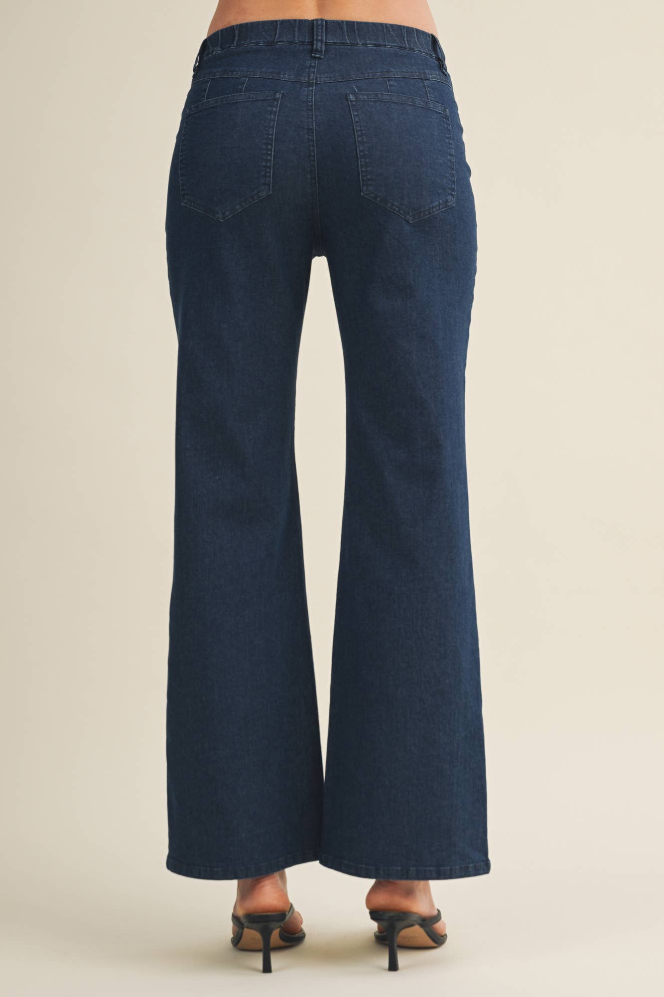 Shirred Contour Flare Leg Pants