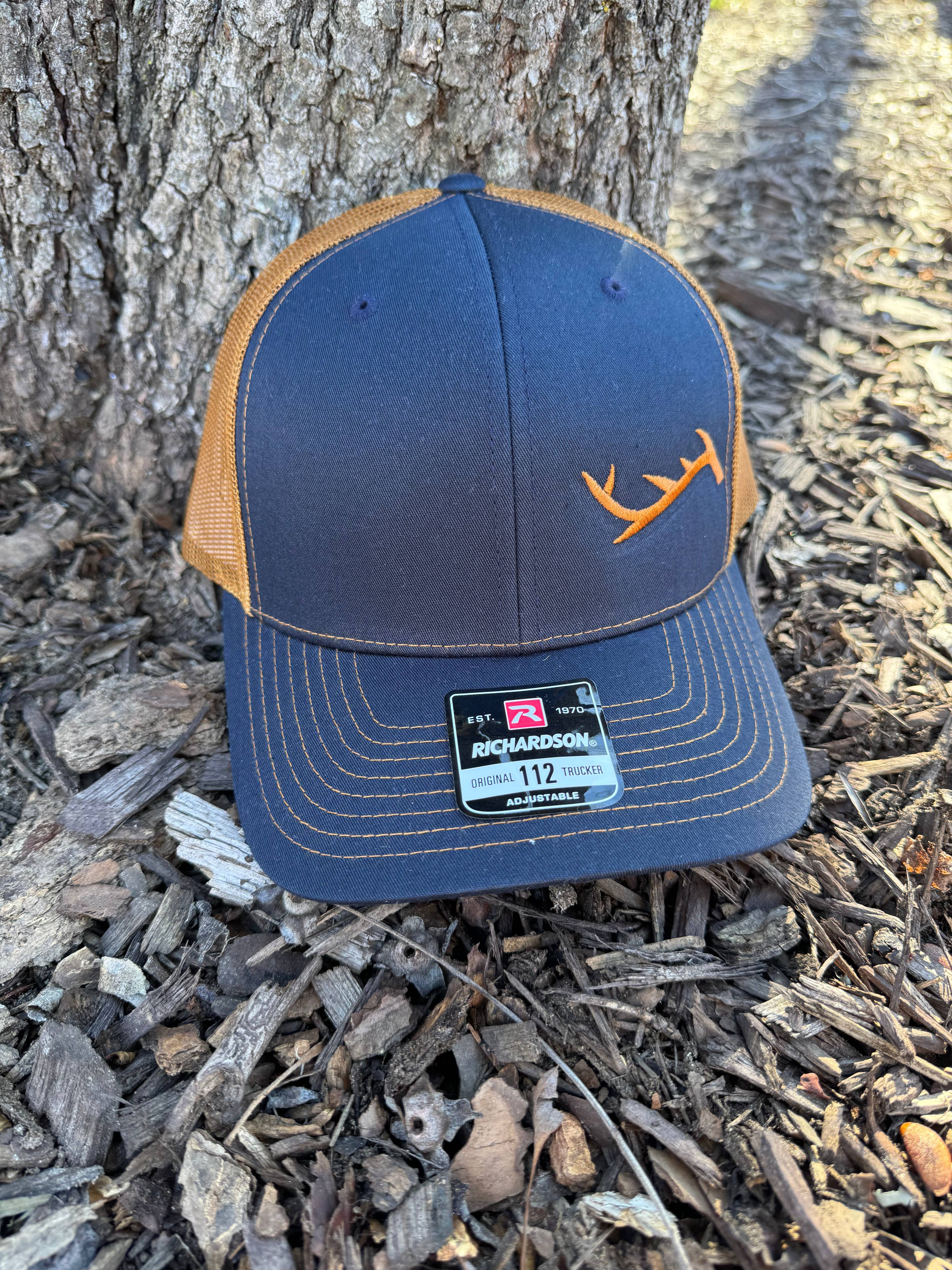 Antler Trucker Hat: Khaki/Coffee