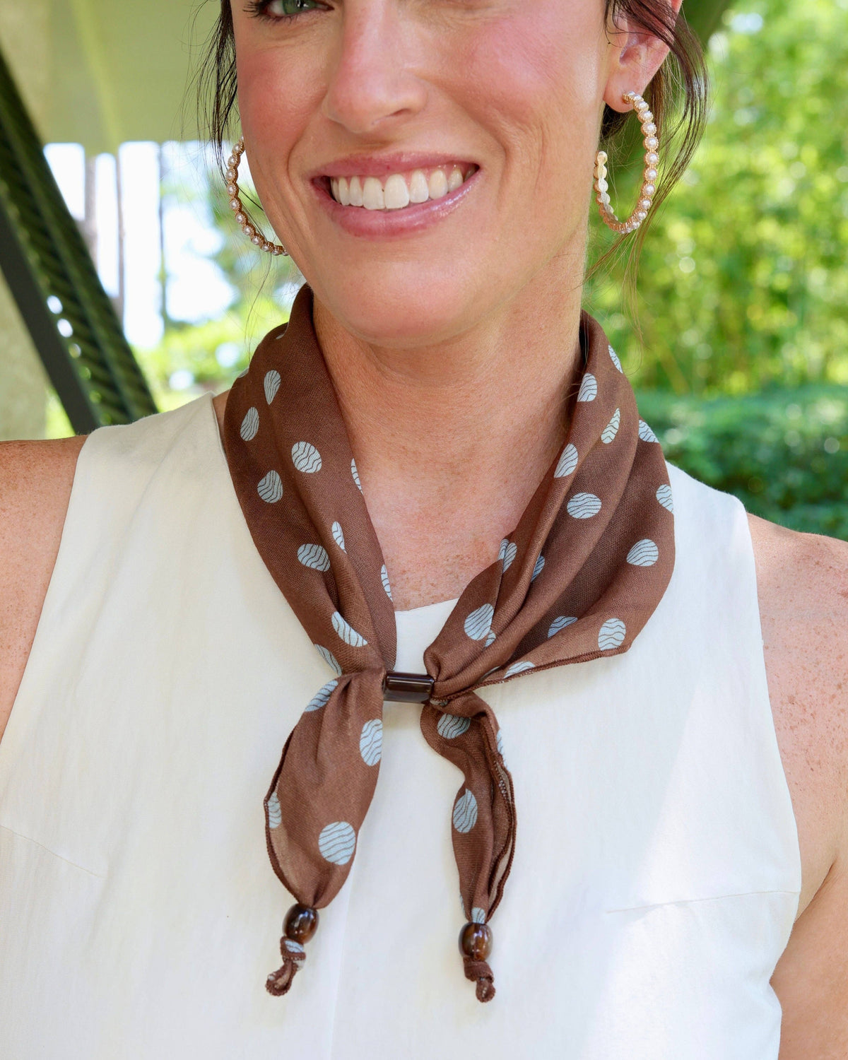 Abinger Adjustable Scarf Brown Polka: Default