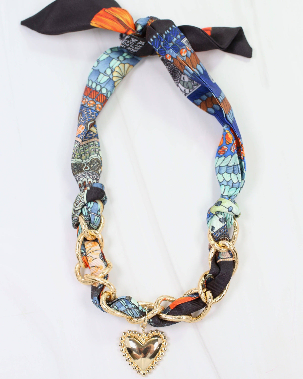 Santee Scarf Charm Necklace Blue Orange: Default