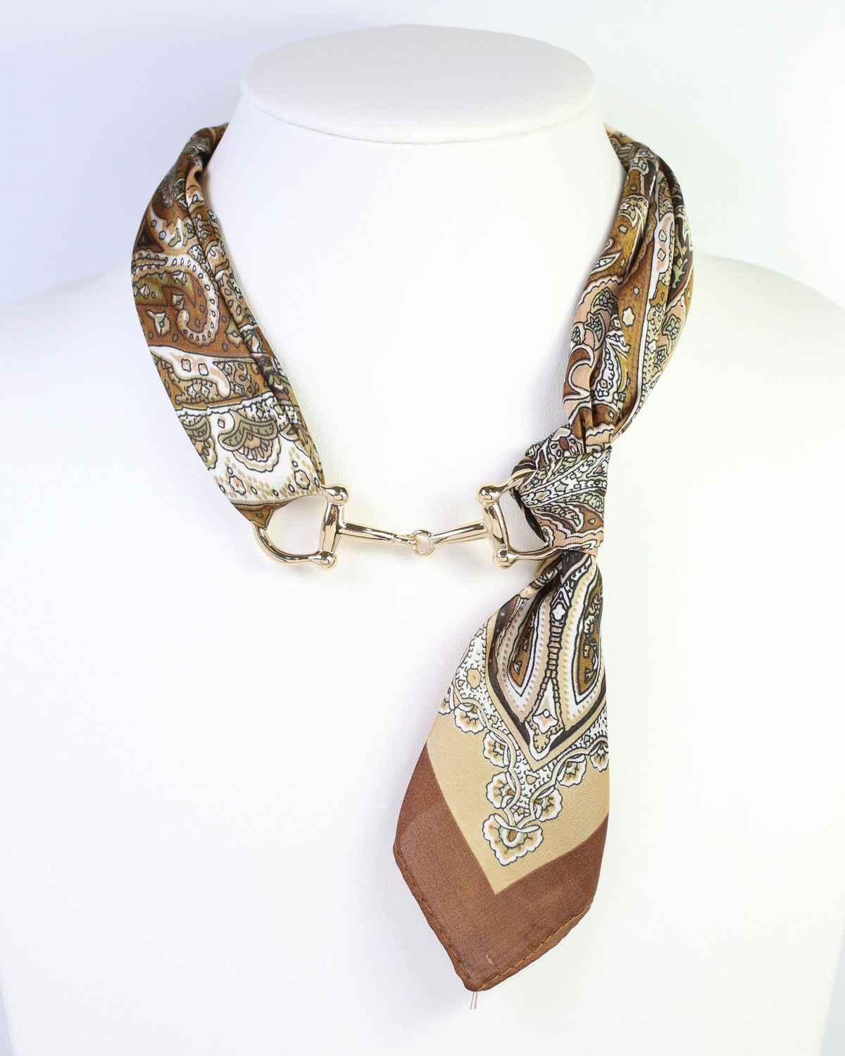 Caroline Hill Lana Horsebit Scarf Necklace Brown