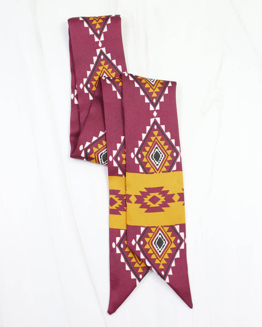 Caroline Hill Radley Tribal Print Skinny Scarf Garnet Gold