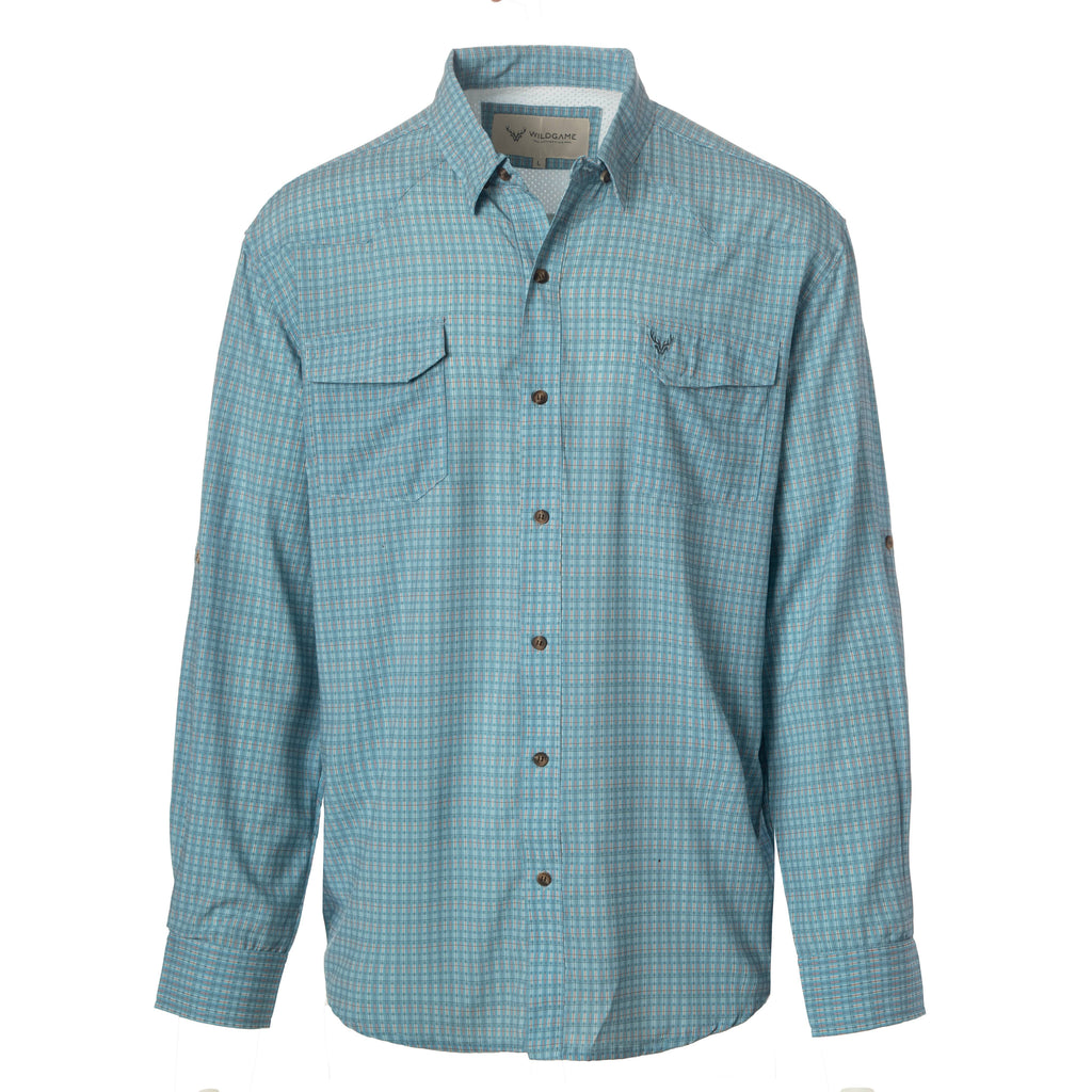 WILDGAME CloudDrift Button Down: WG-169 Pink/ Grey / L