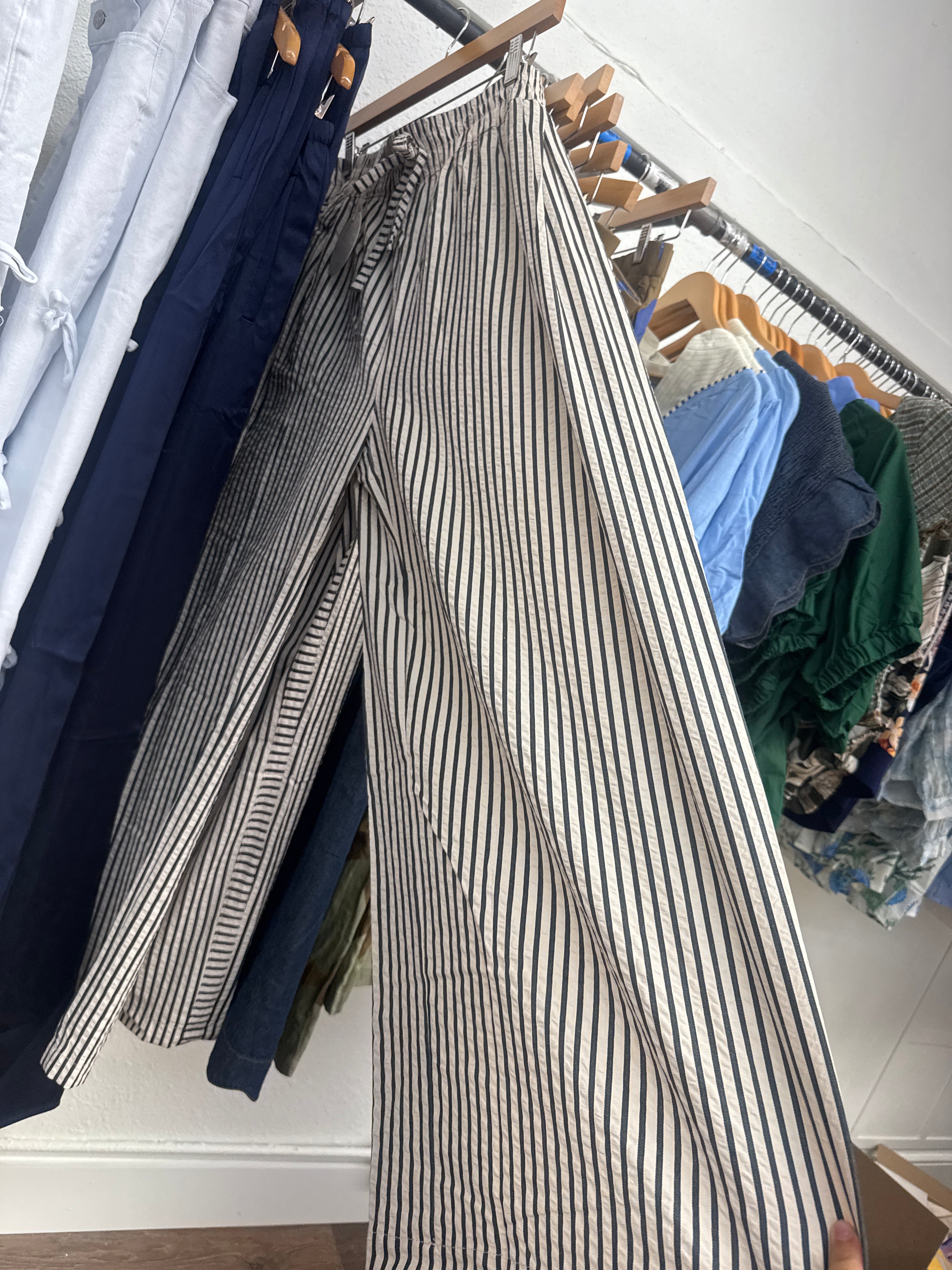 Black and white striped pants