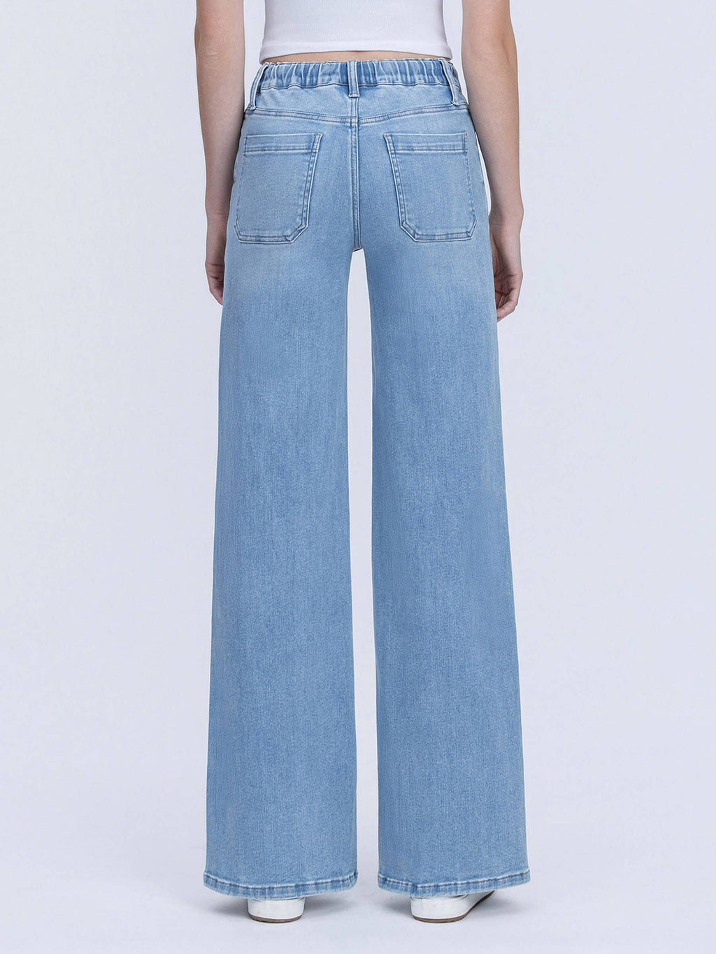 HIGH RISE ELASTIC WB WITH DRAWSTRING WIDE LEG JEANS