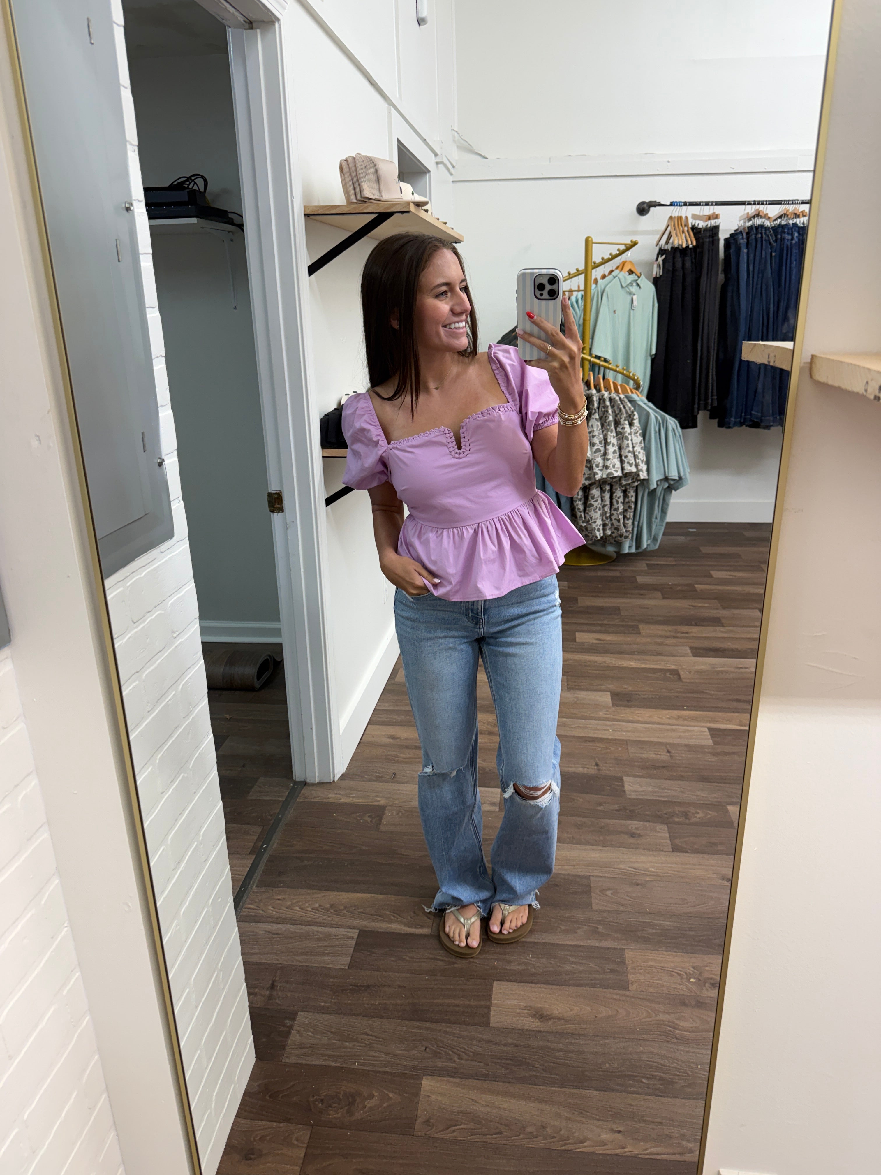 Lilac Peplum Top
