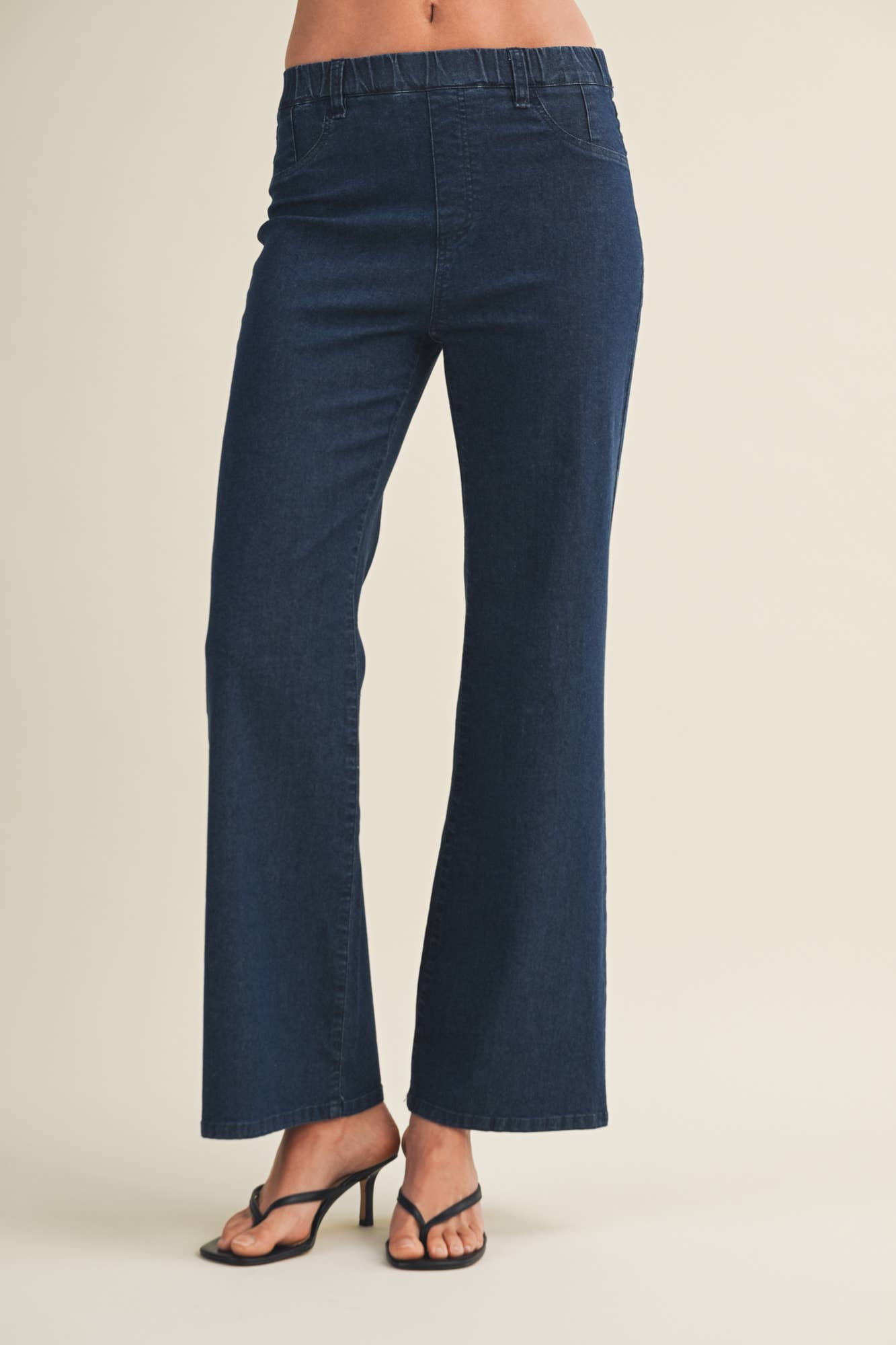 Shirred Contour Flare Leg Pants