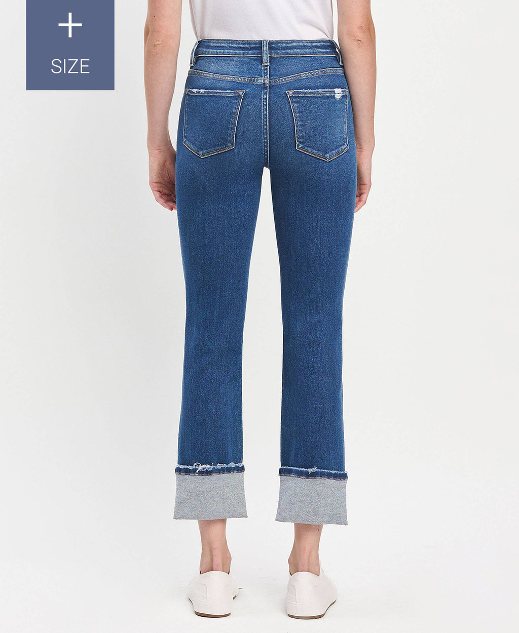 PLUS SIZE VERVET HIGH RISE CUFFED SLIM STRAIGHT JEANS