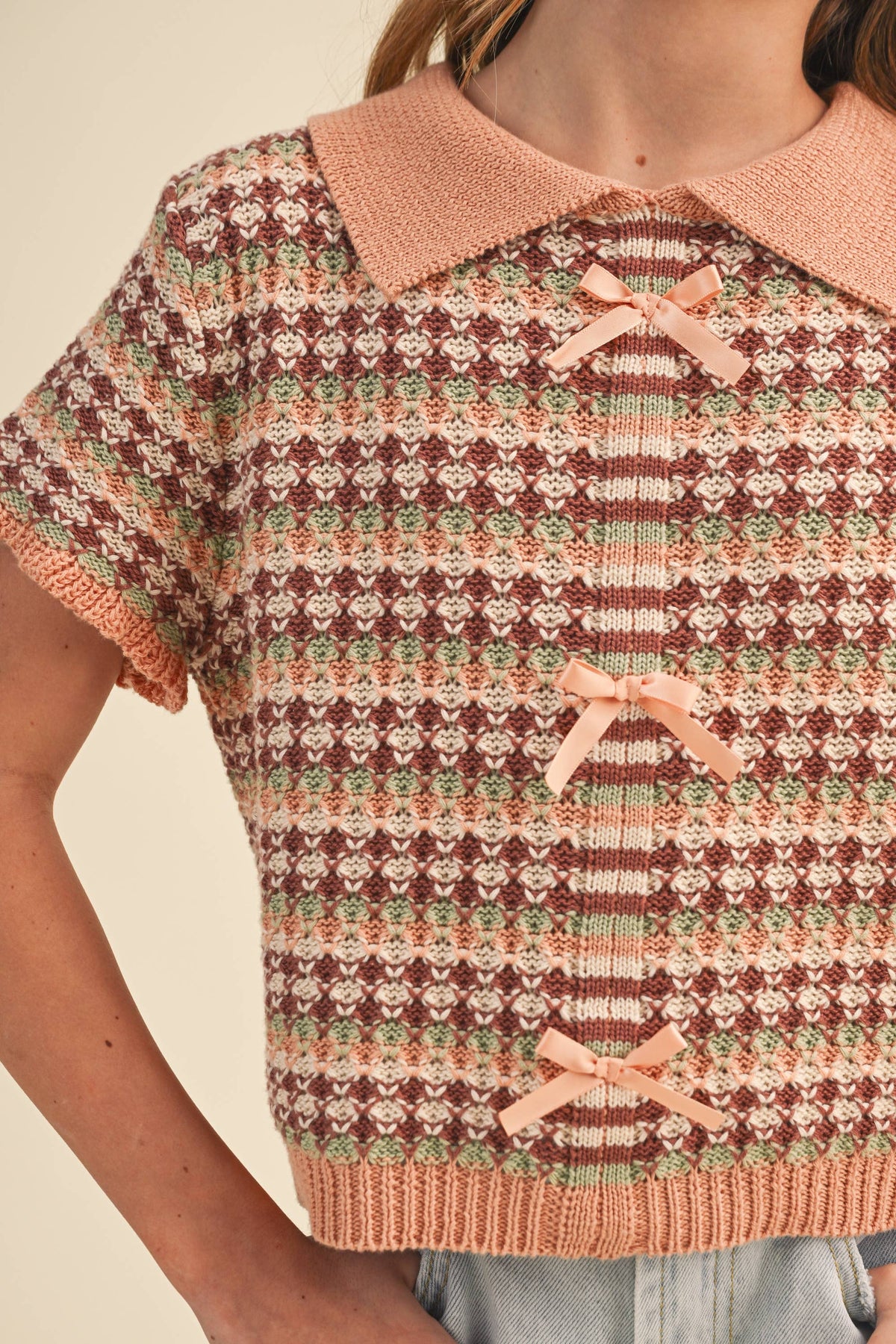 GIRLS COLLARED KNIT SWEATER