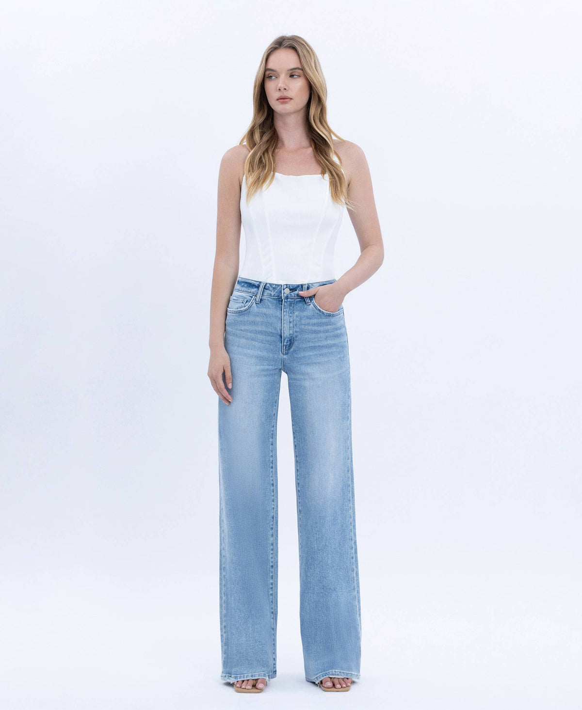 Flying Monkey HIGH RISE FULL LENGTH LIGHT WASH WIDE JEANS