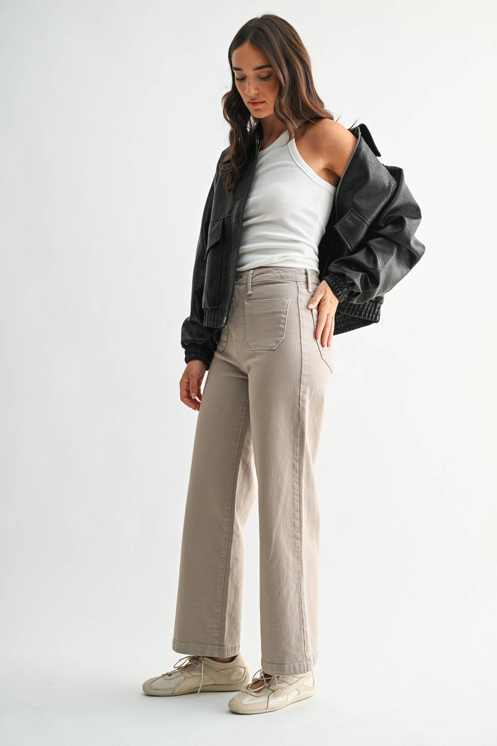Just Black Denim Wide Leg Sandstone Jeans