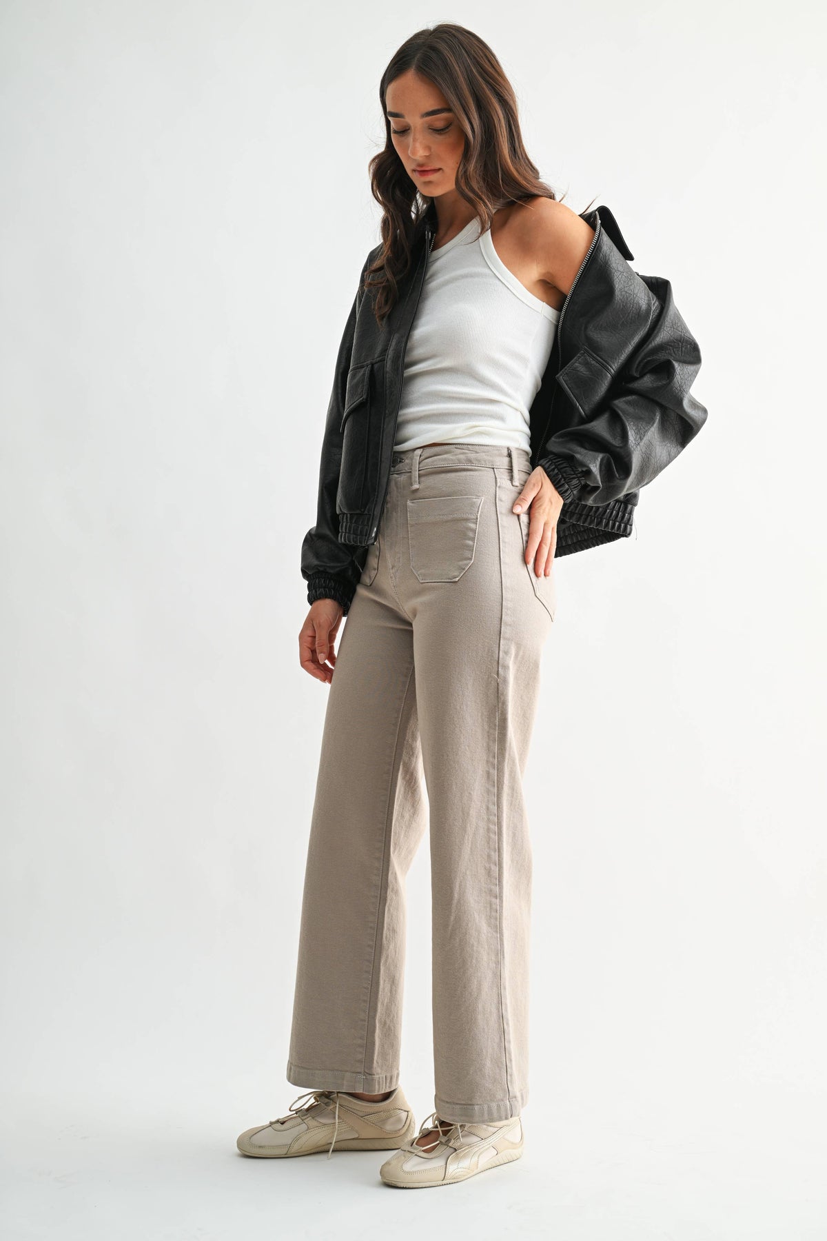 Just Black Denim Wide Leg Sandstone Jeans