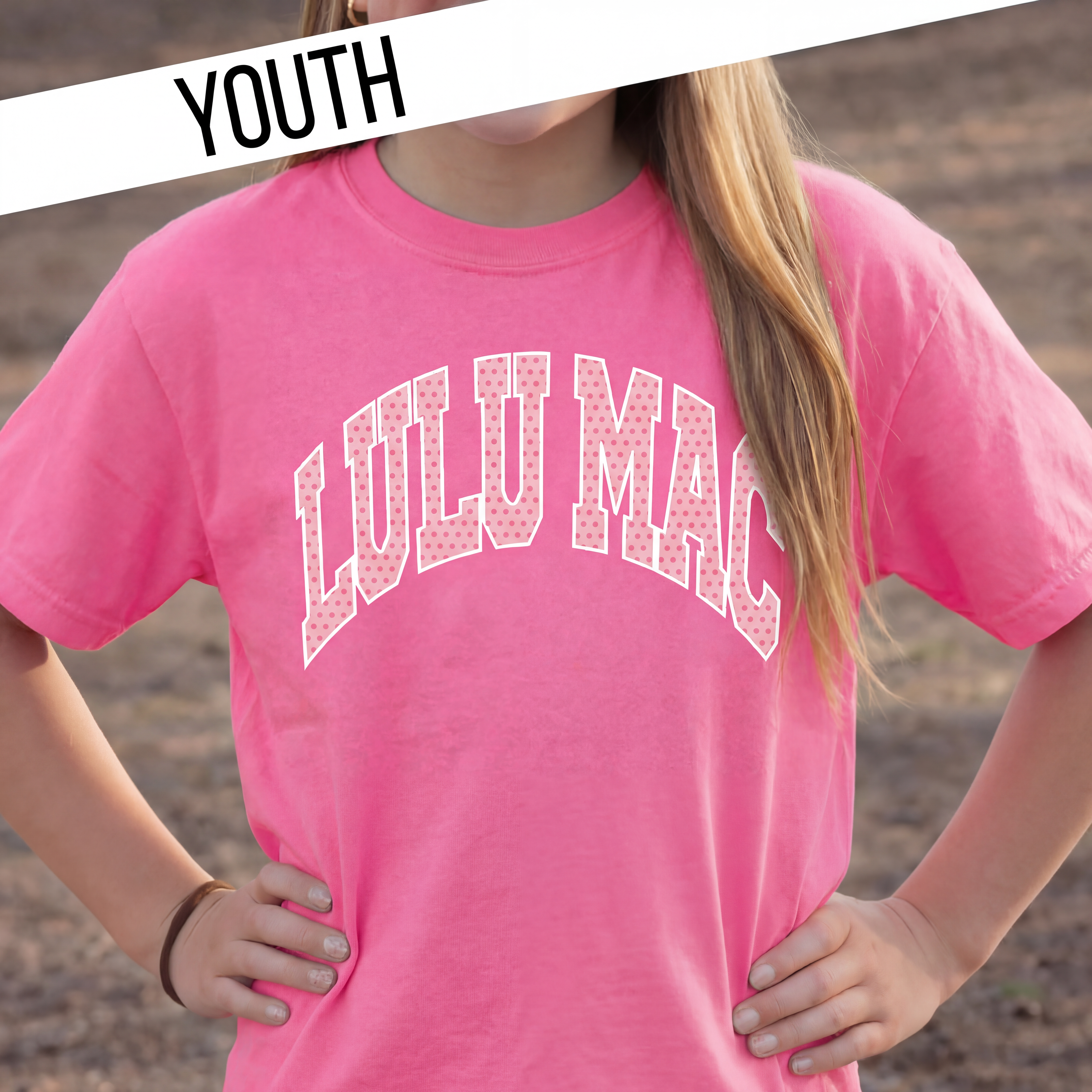 Dot Neon Pink Youth Comfort Colors Tee