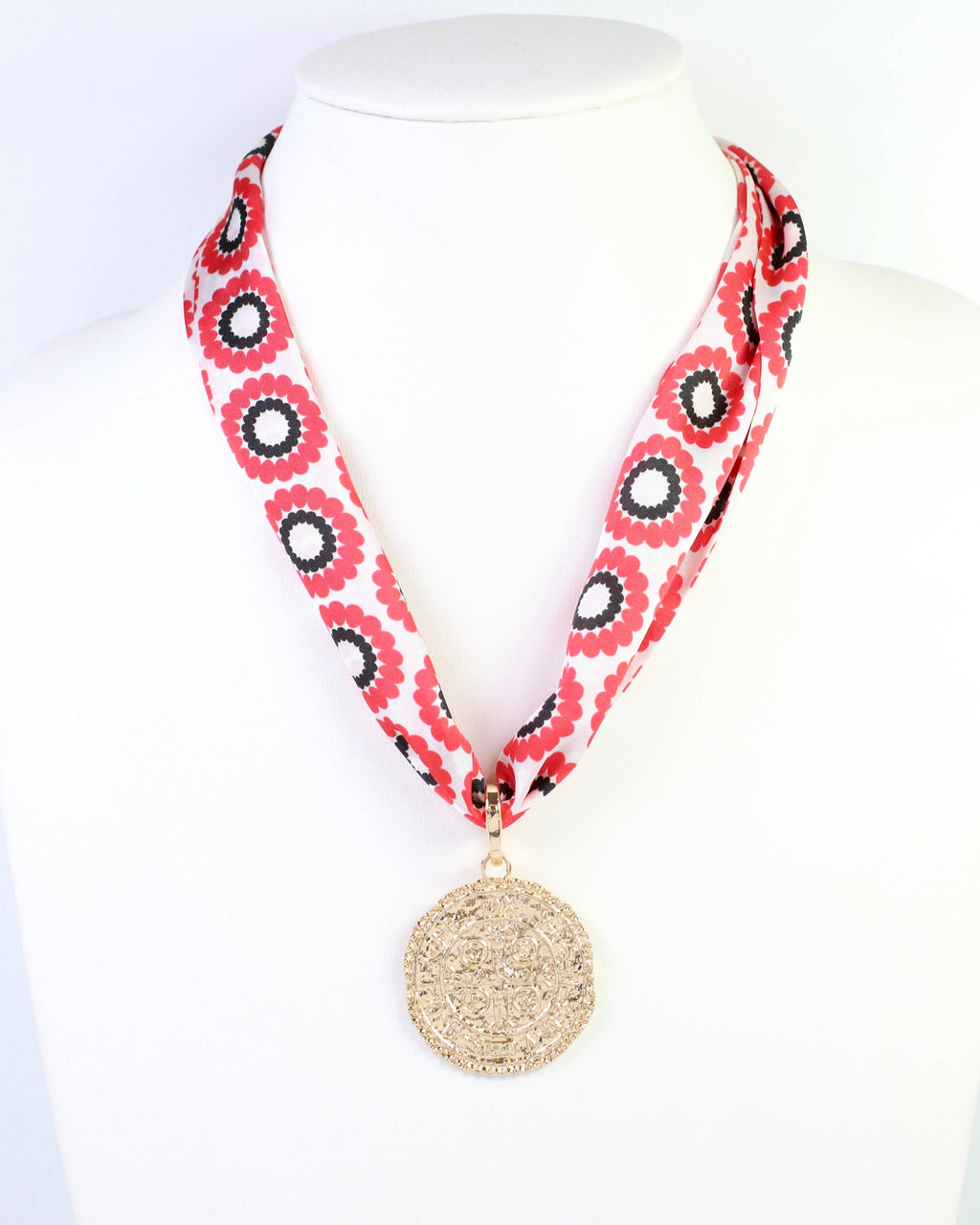 Lucy Floral Skinny Scarf Red Black