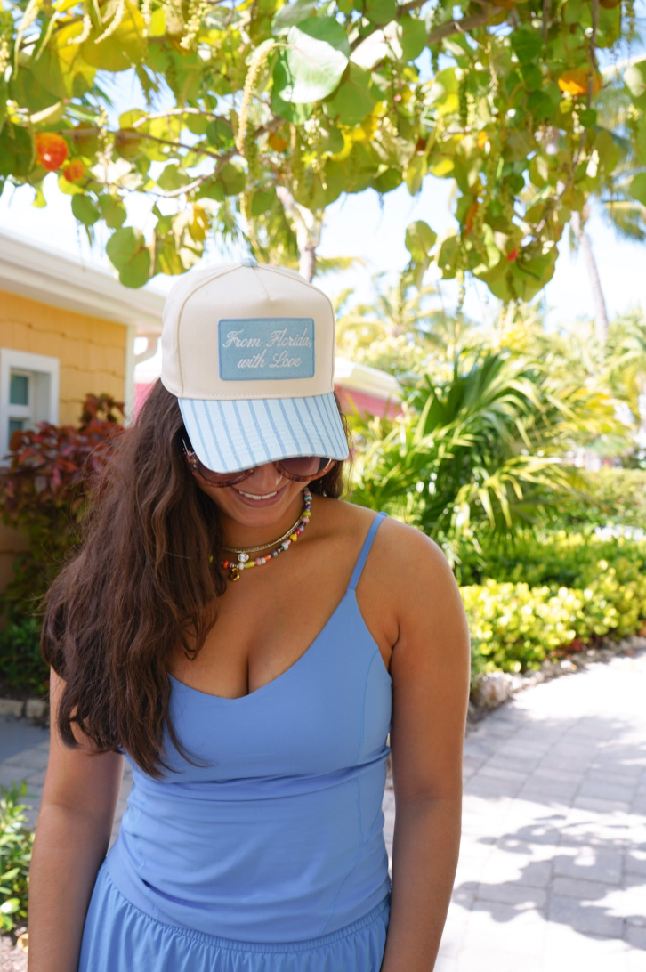 From Florida with Love Hat: White Bucket Hat