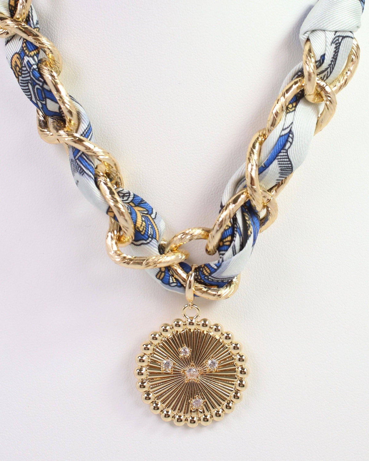 Sarah Scarf Charm Necklace Blue: Default