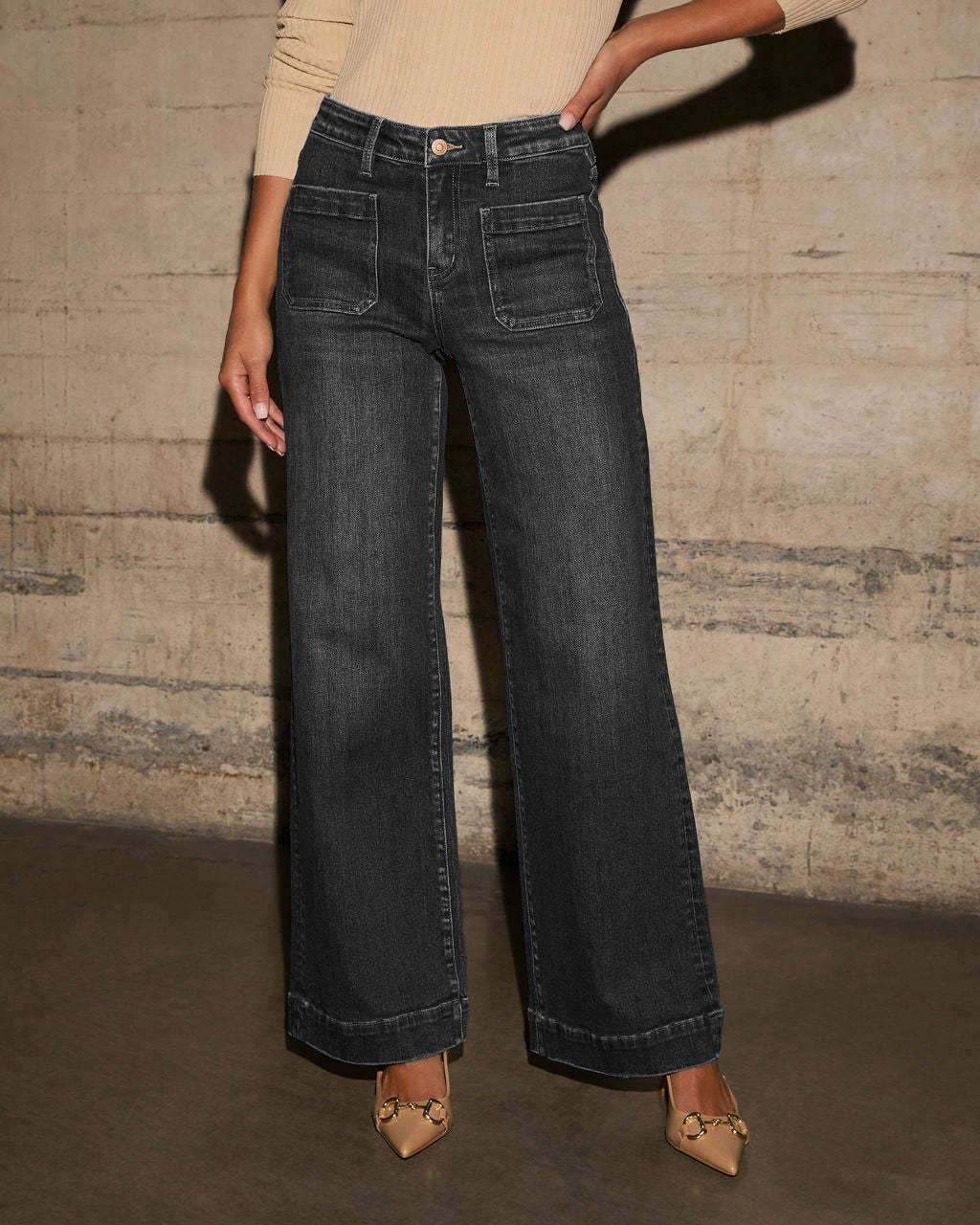 wide-leg retro straight jean-BLACK