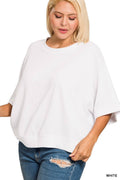 Plus Double Knit Banded Bottom Short Sleeve Top
