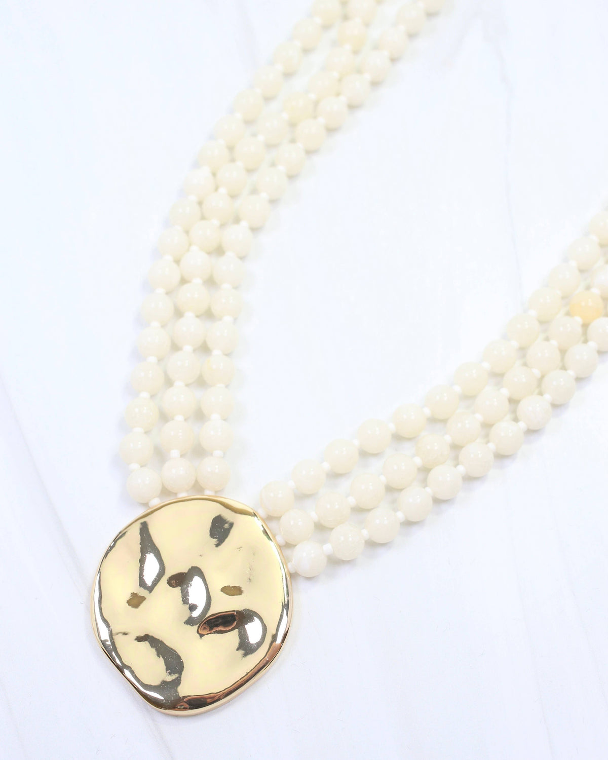 Kori Beaded Layered Necklace with Pendant Ivory: Default