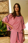 Contrast Binding Striped Set: Red