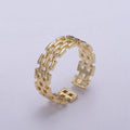 Gold Filled Panther Link Ring Open Adjustable Jewelry for Stackable Minimalist Jewelry U-259