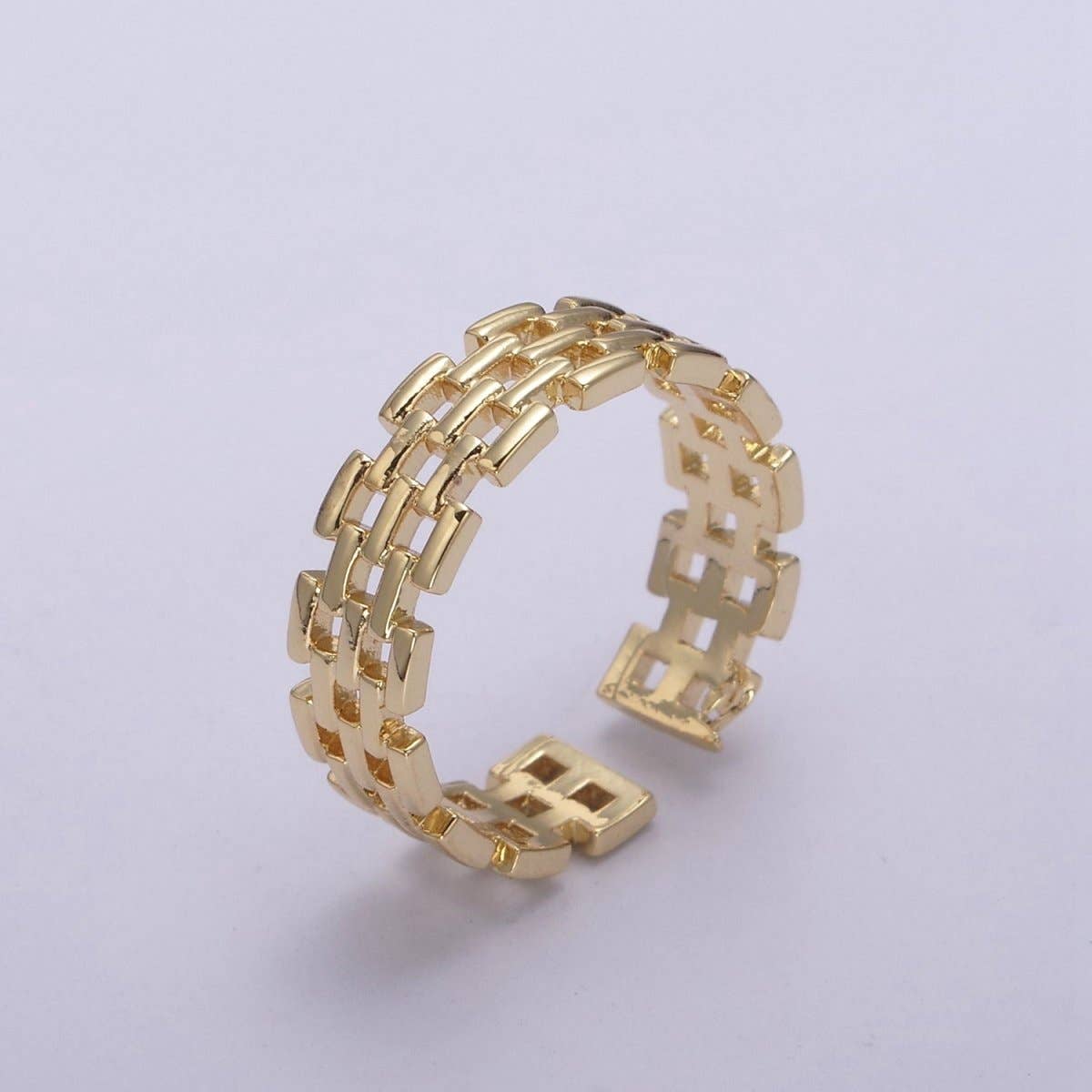 Gold Filled Panther Link Ring Open Adjustable Jewelry for Stackable Minimalist Jewelry U-259