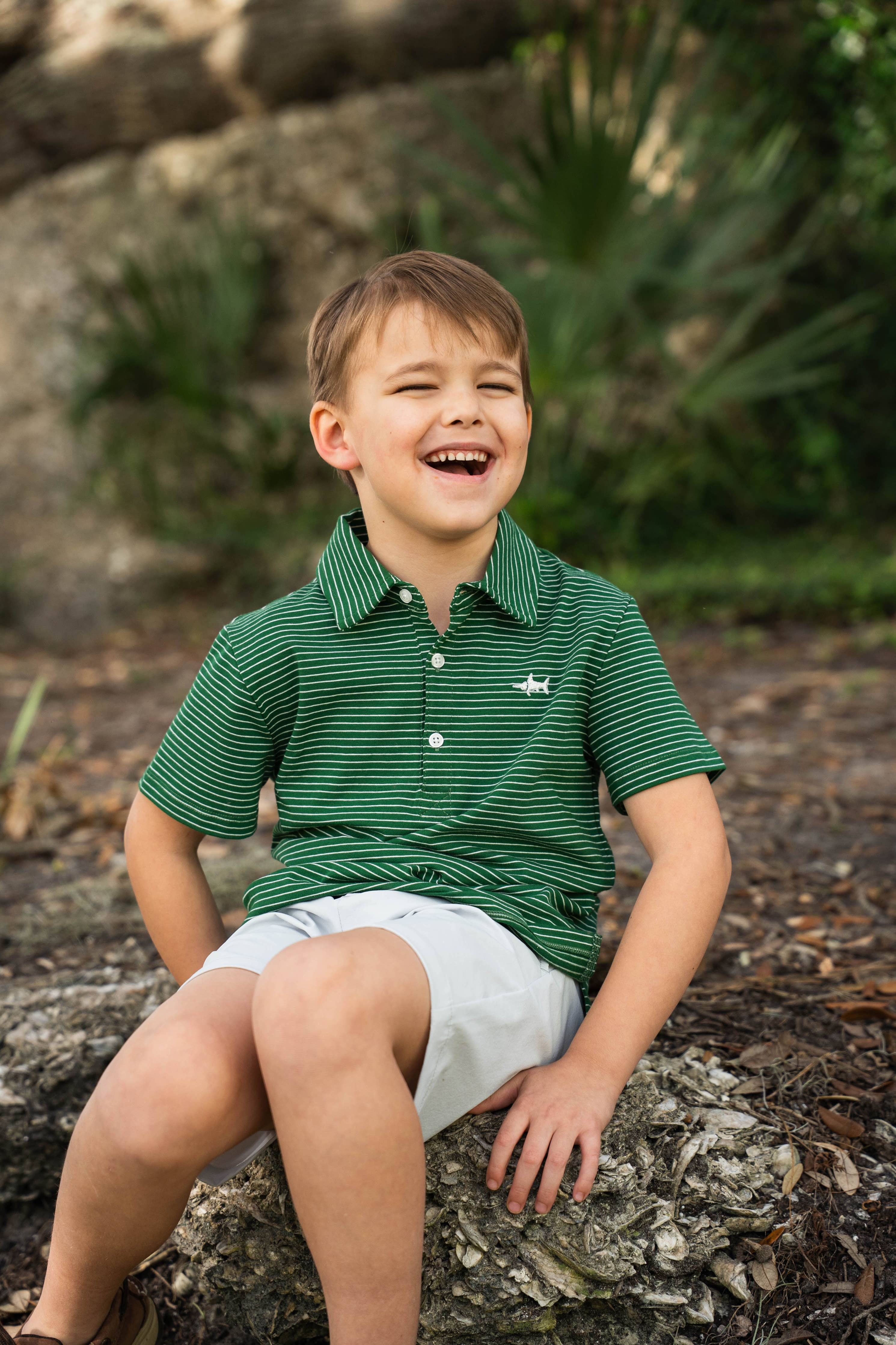 Banks Polo Green/White Stripe