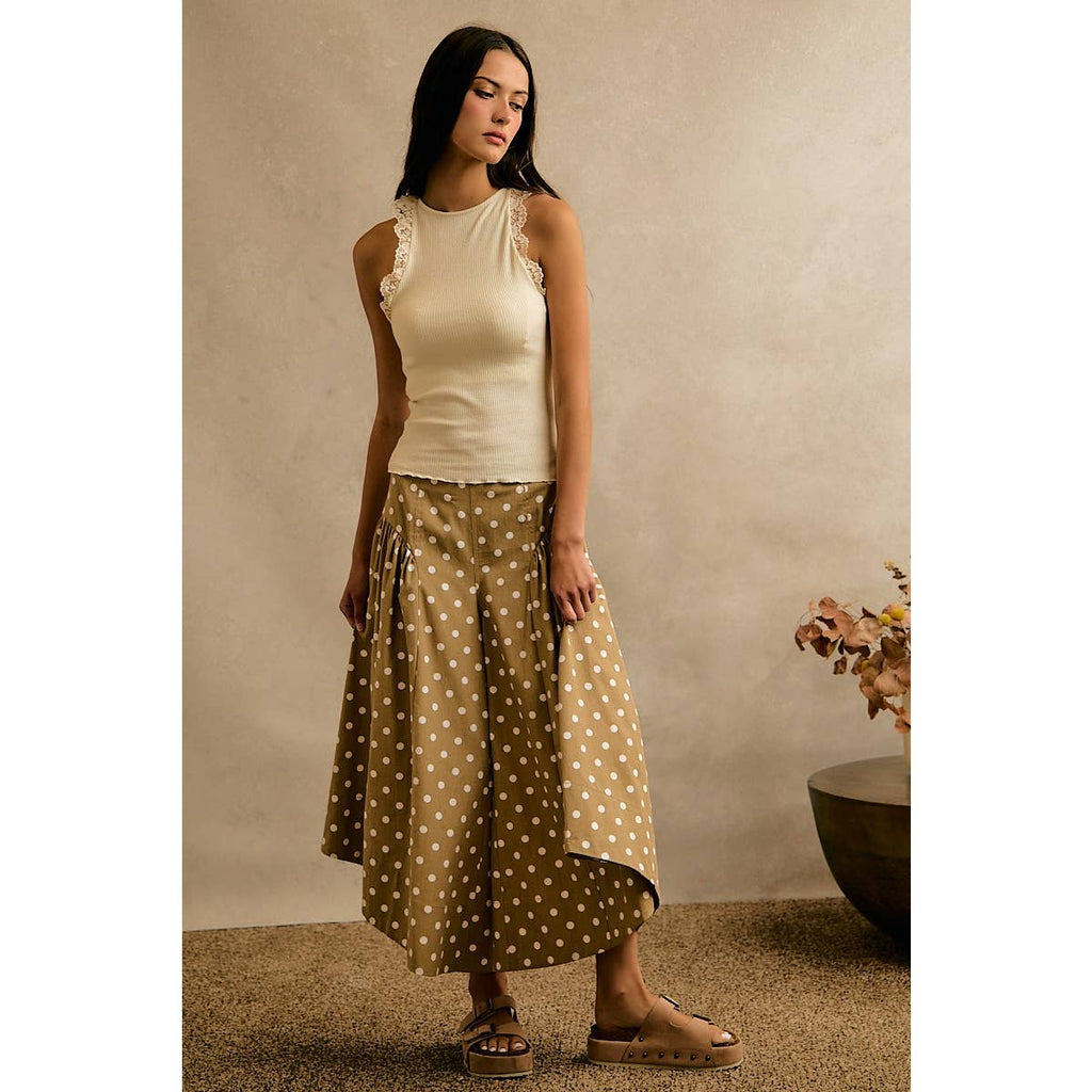 LACE RIBBED SLEEVELESS HALTER TOP: IVORY / M