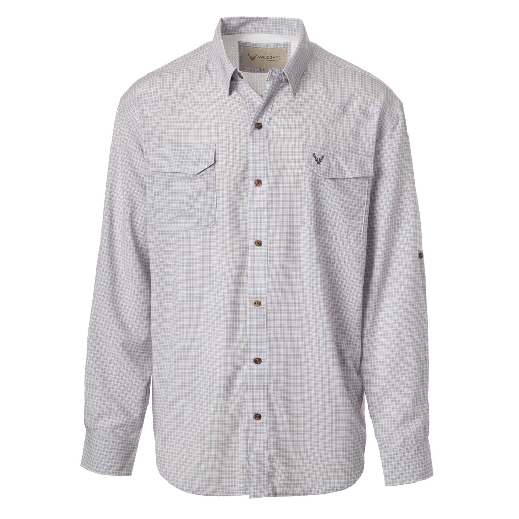 WILDGAME CloudDrift Button Down: WG-169 Pink/ Grey / 2XL