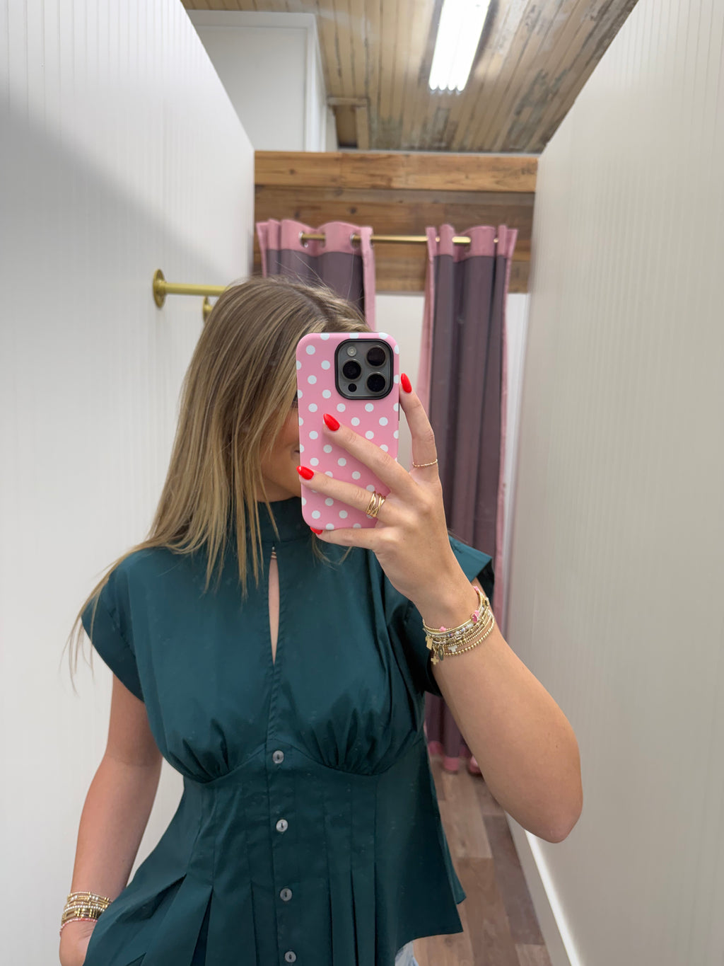 Pleated Key Hole Top