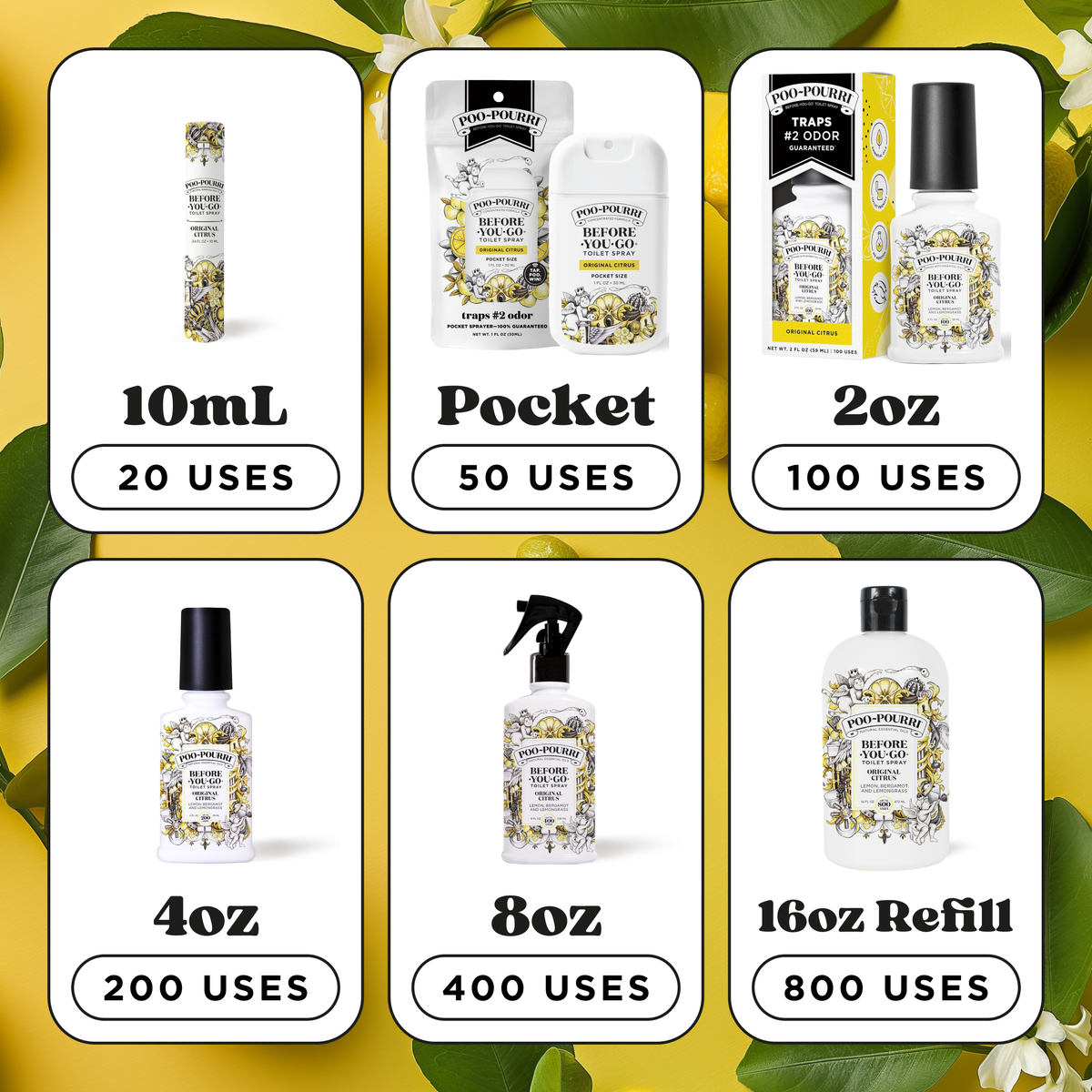 Poo~Pourri 1oz Pocket Sprayer 32ct 4 Tray - Original Citrus