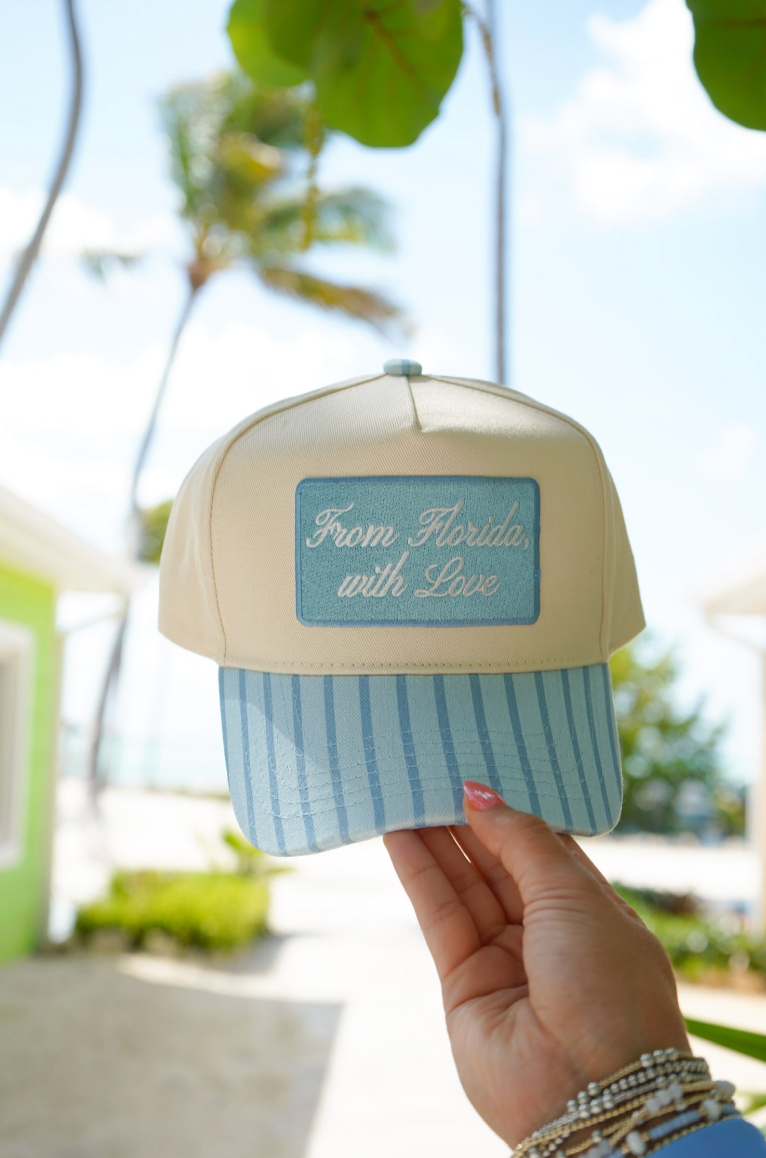 From Florida with Love Hat: White Bucket Hat