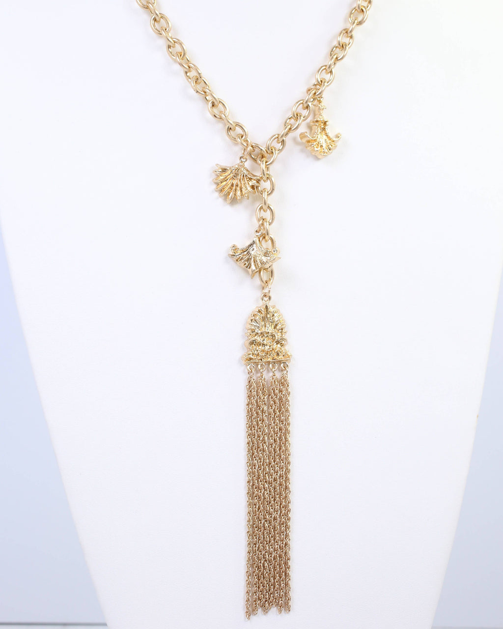 Aeris Vintage Long Y Necklace Worn Gold: Default