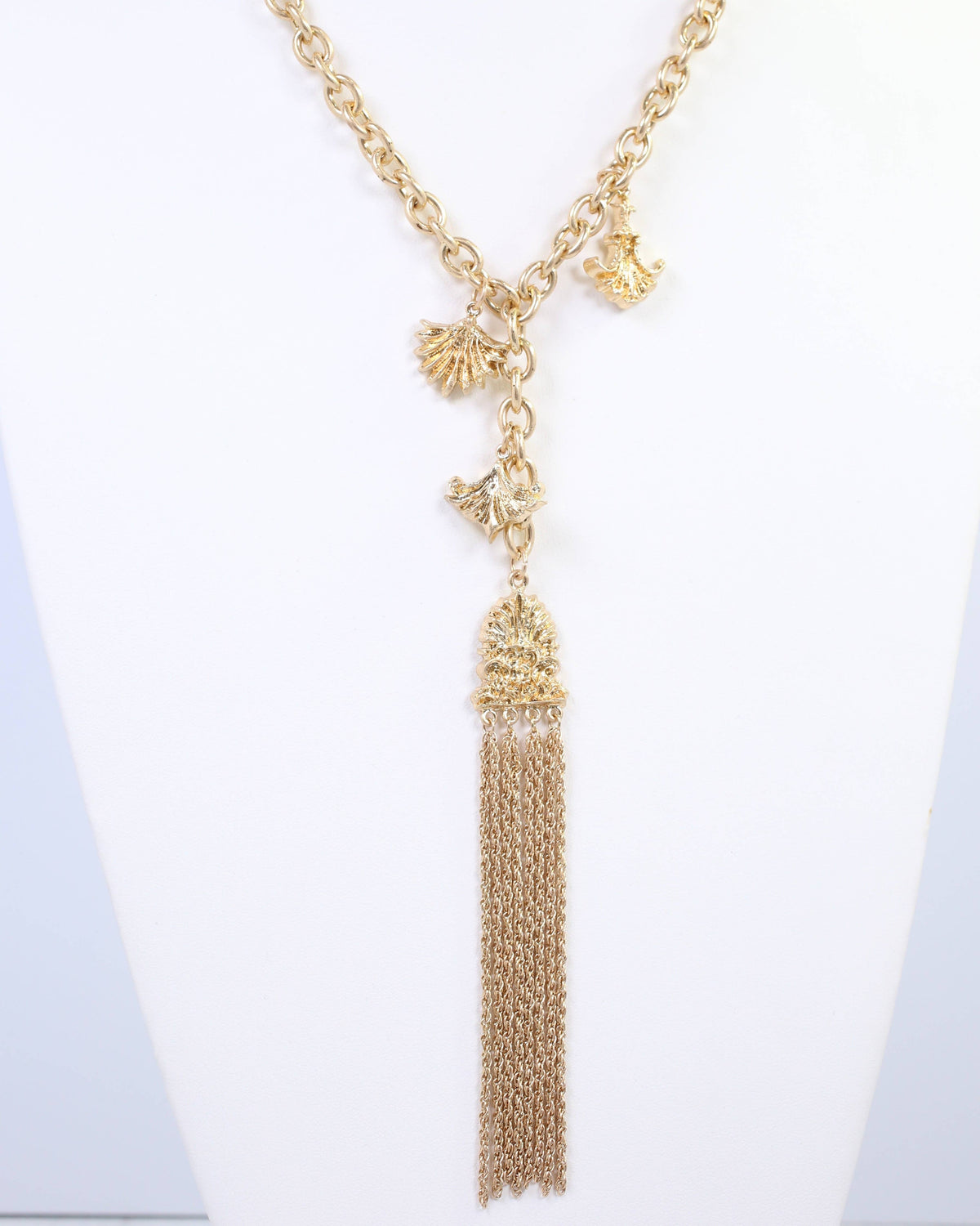 Aeris Vintage Long Y Necklace Worn Gold: Default